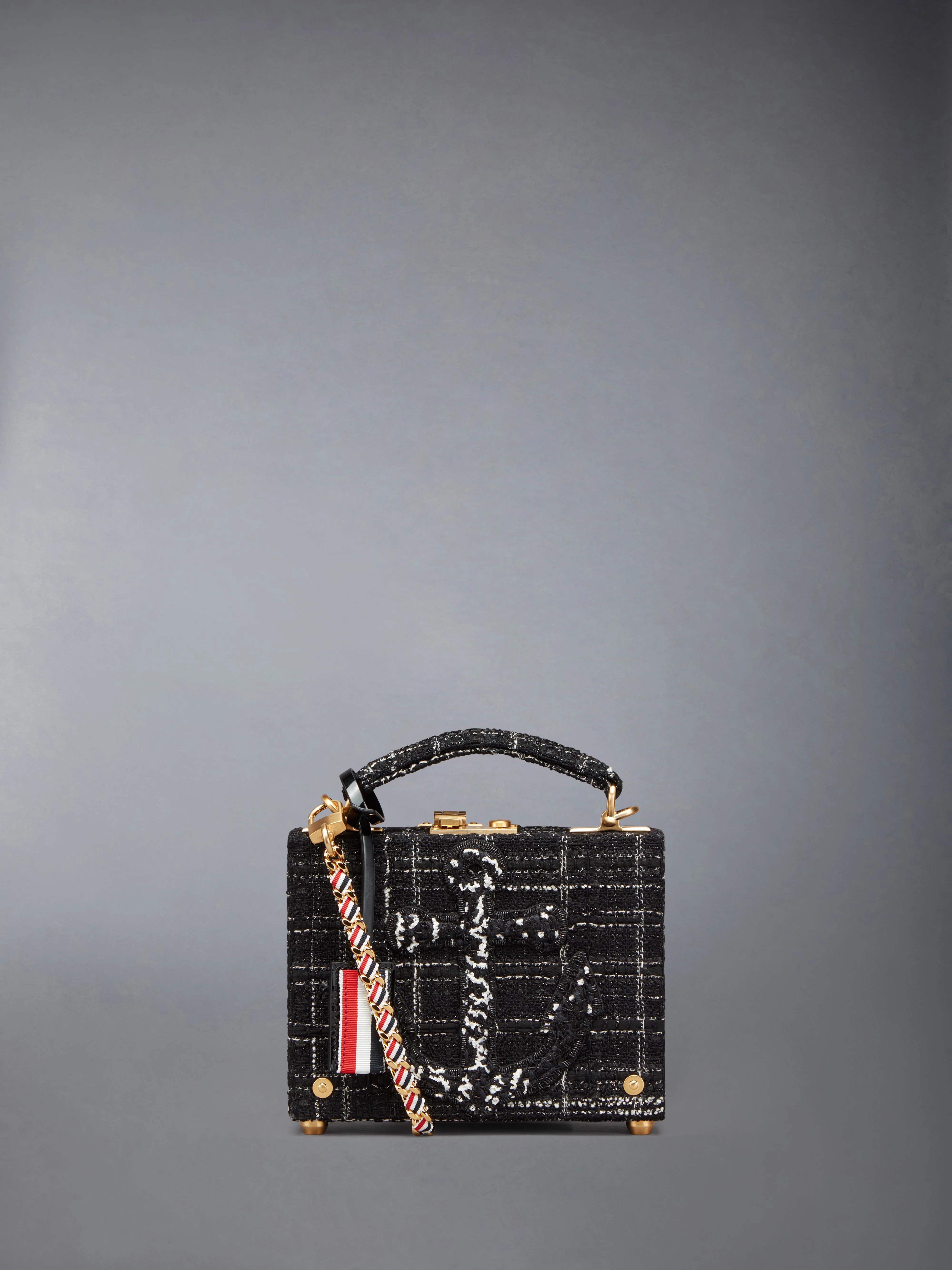 PLAID RIBBON TWEED MICRO ATTACHE CASE