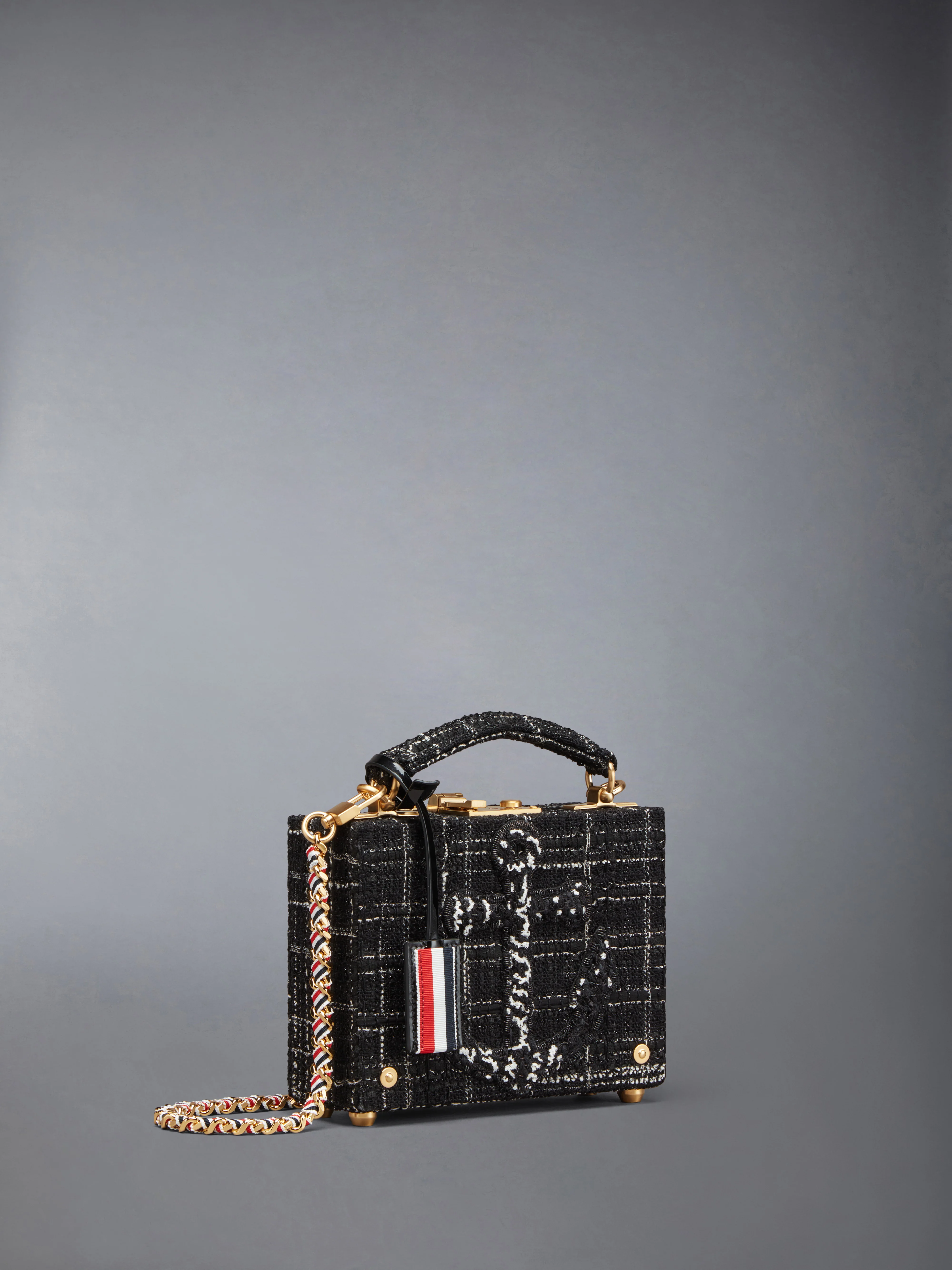 PLAID RIBBON TWEED MICRO ATTACHE CASE