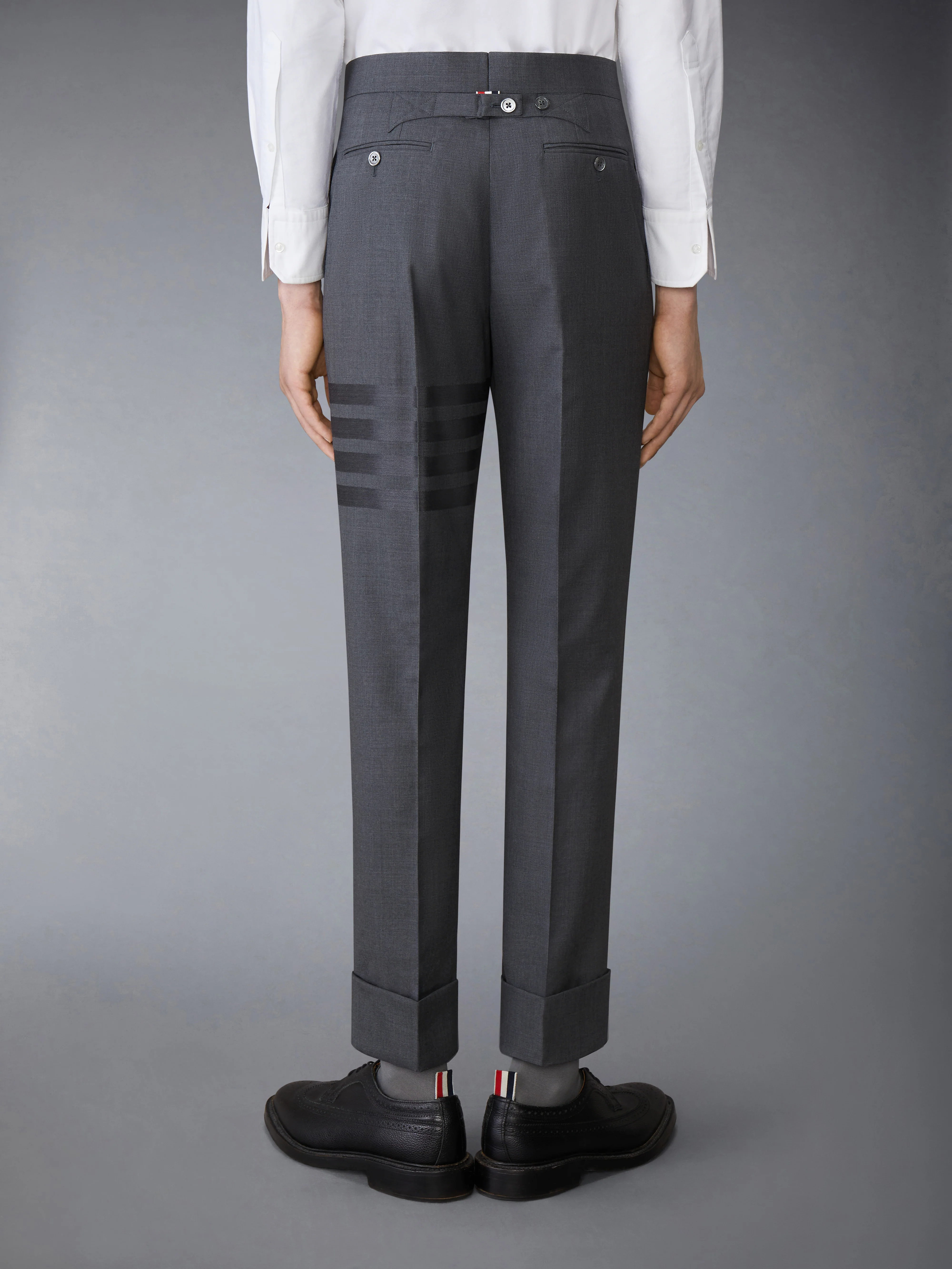 PLAIN WEAVE SUITING 4-BAR CLASSIC BACKSTRAP TROUSERS