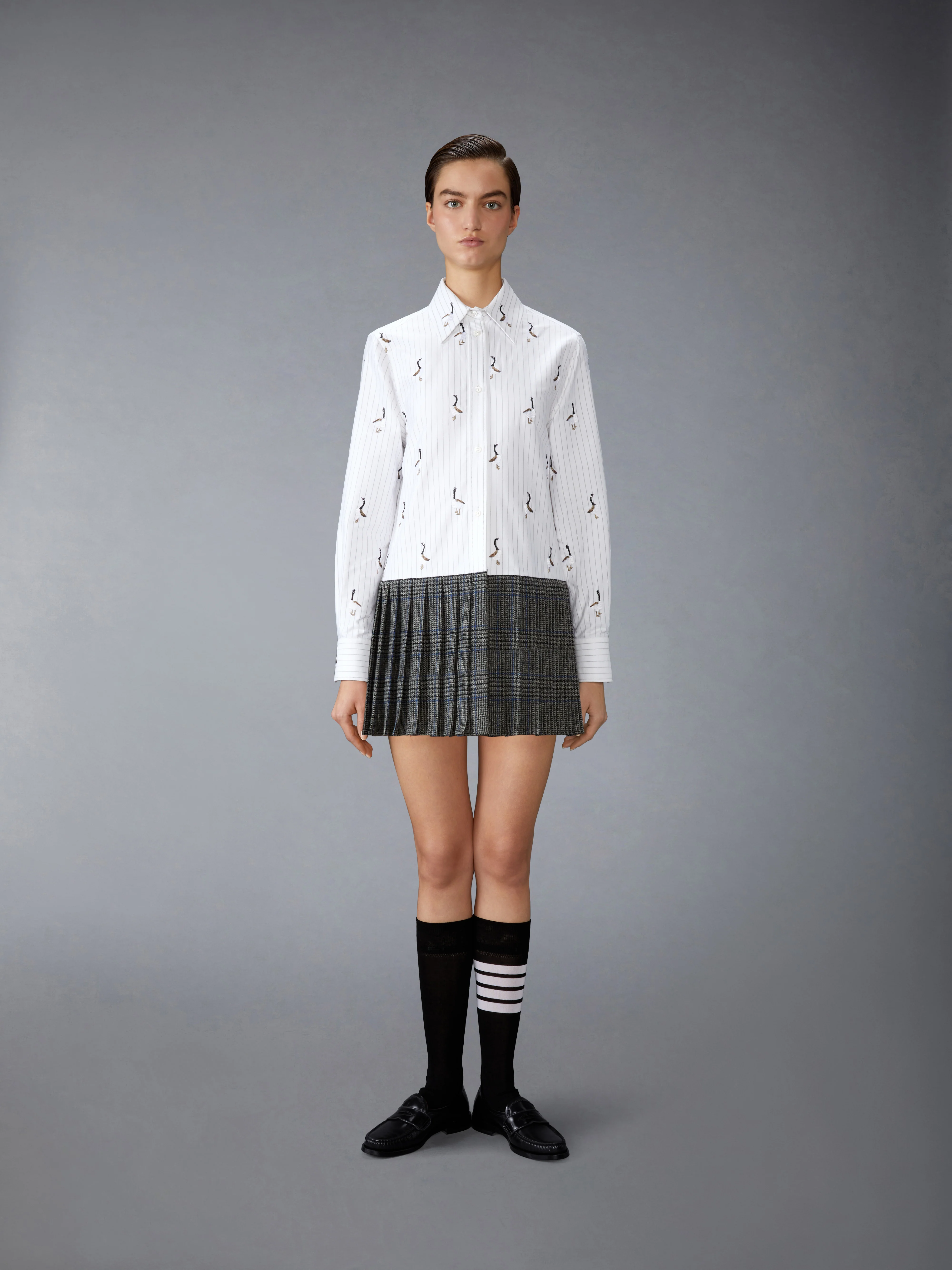 PLEATED BOTTOM GOOSE SHIRTDRESS