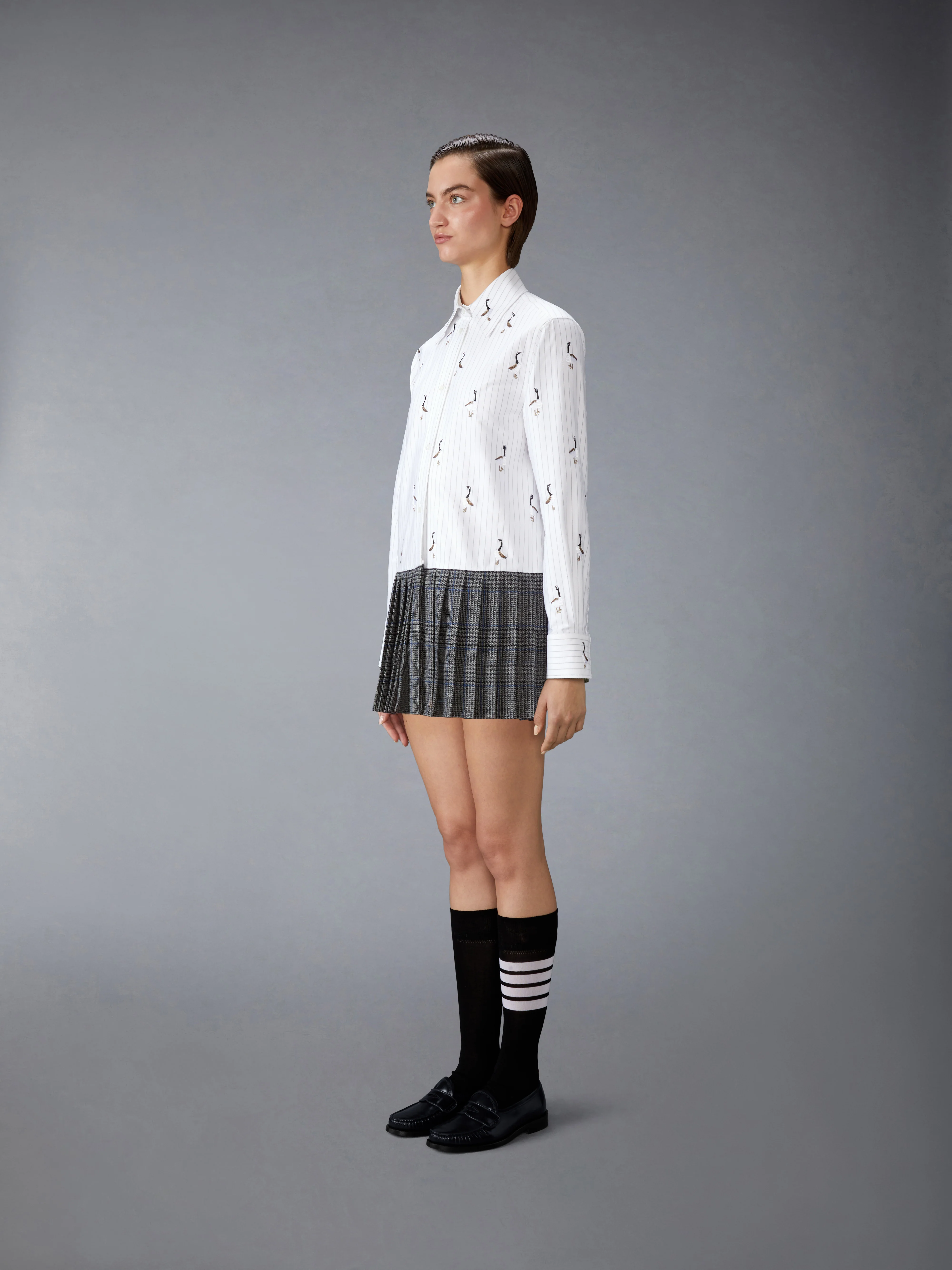 PLEATED BOTTOM GOOSE SHIRTDRESS