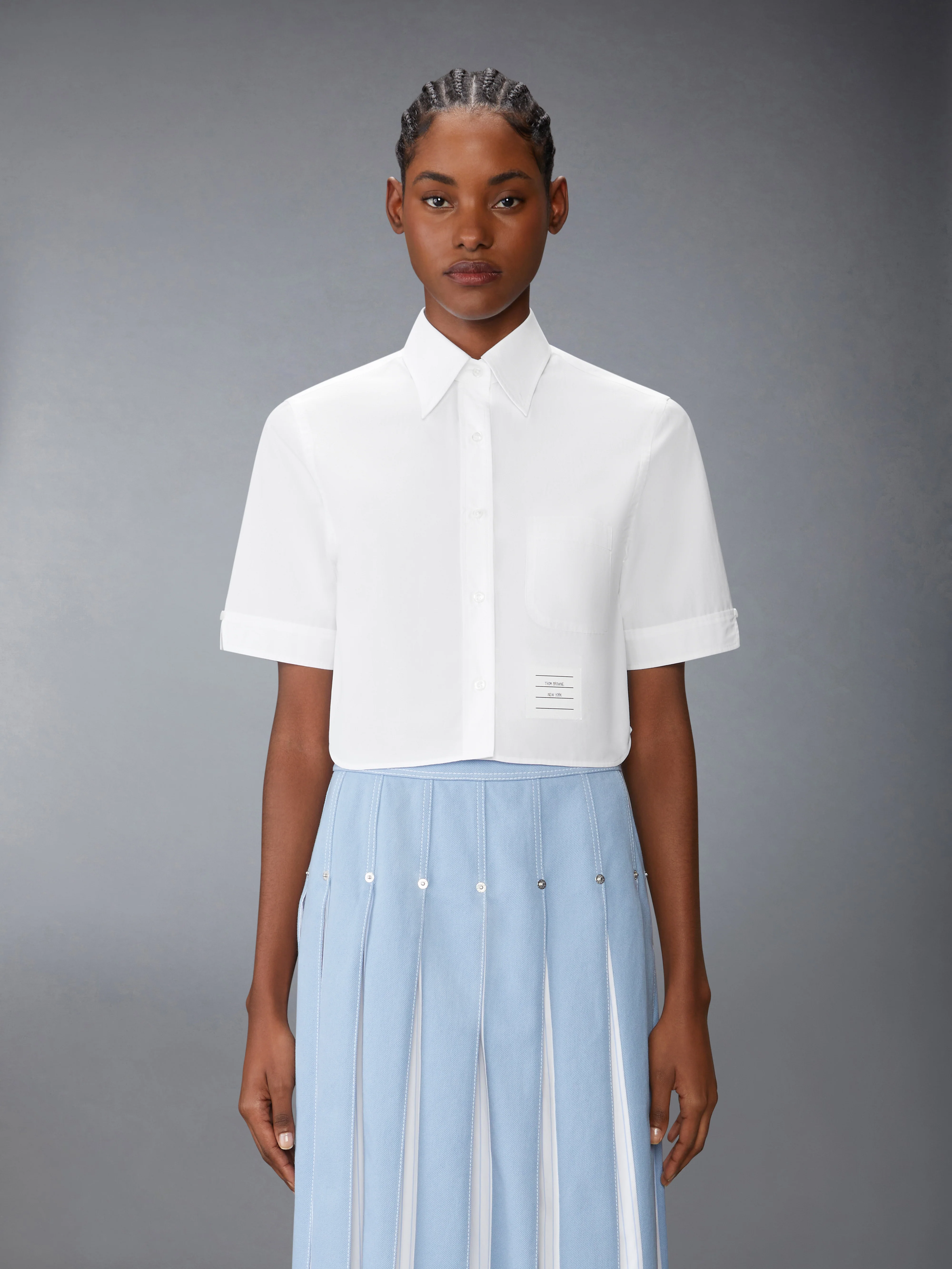 POPLIN CROPPED SHORT SLEEVE SHIRT