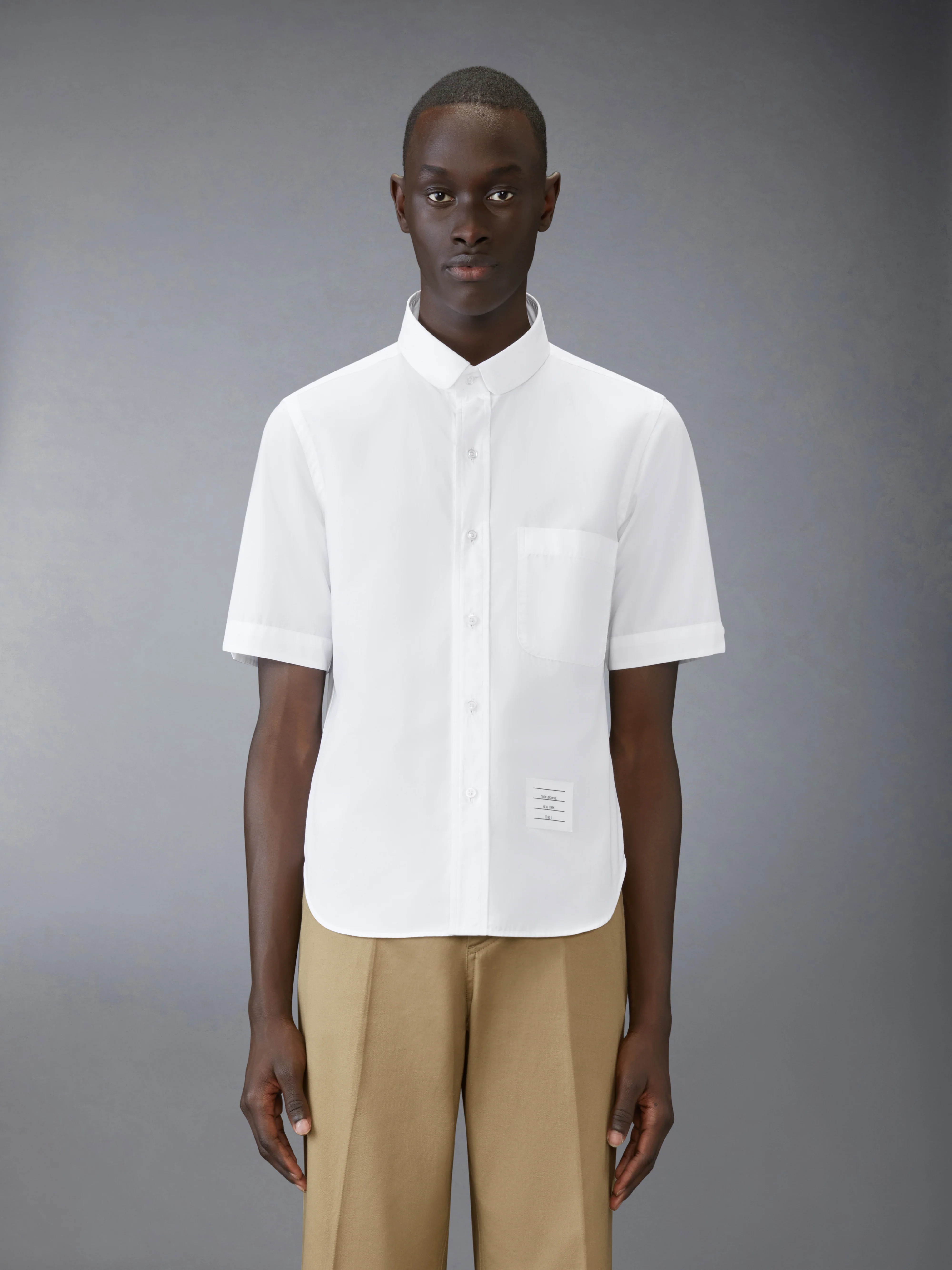 POPLIN ROUND COLLAR SHORT SLEEVE SHIRT