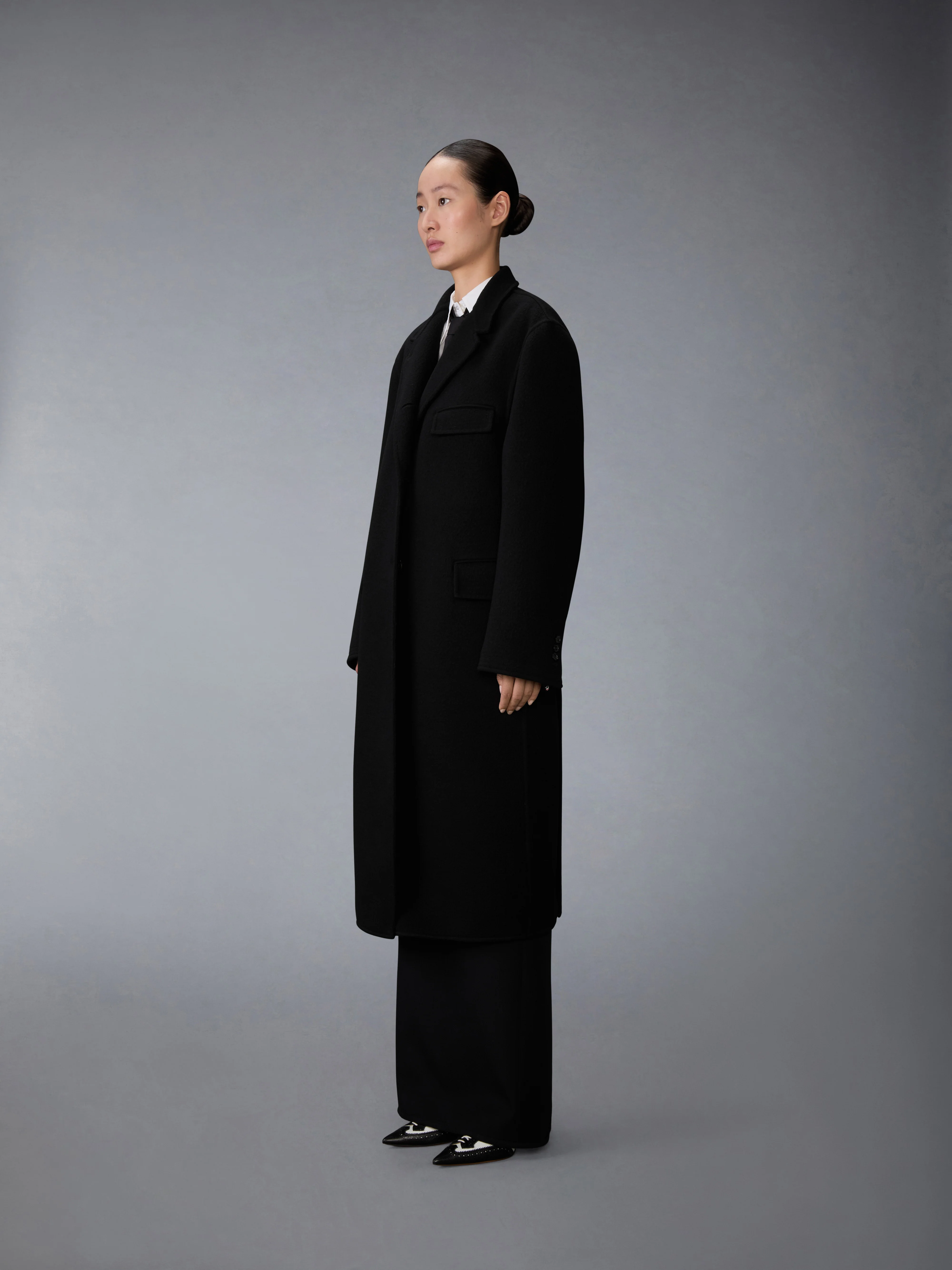 BOILED WOOL CASHMERE CHESTERFIELD COAT