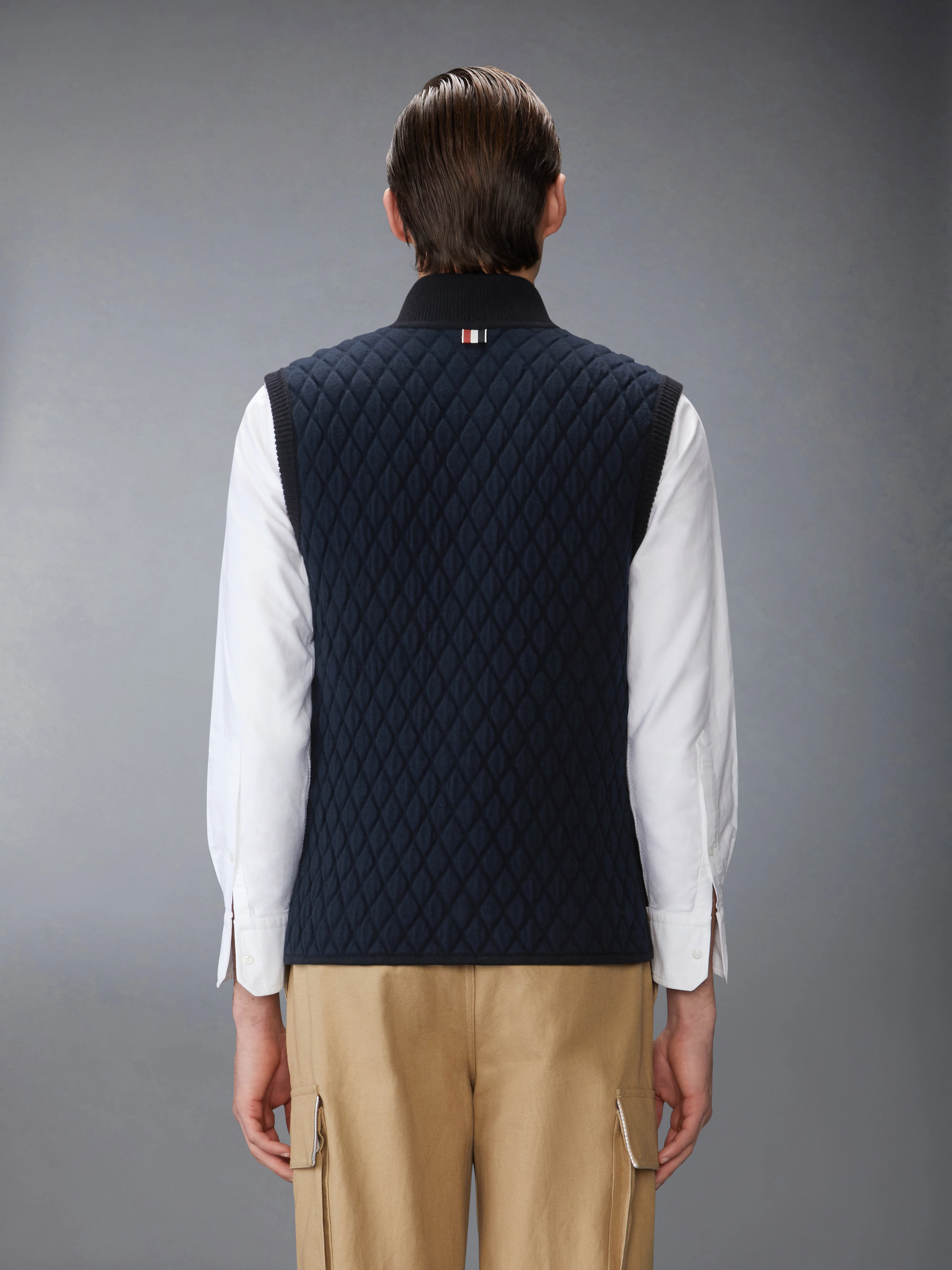 MERINO WOOL INTARSIA JACQUARD WORK VEST