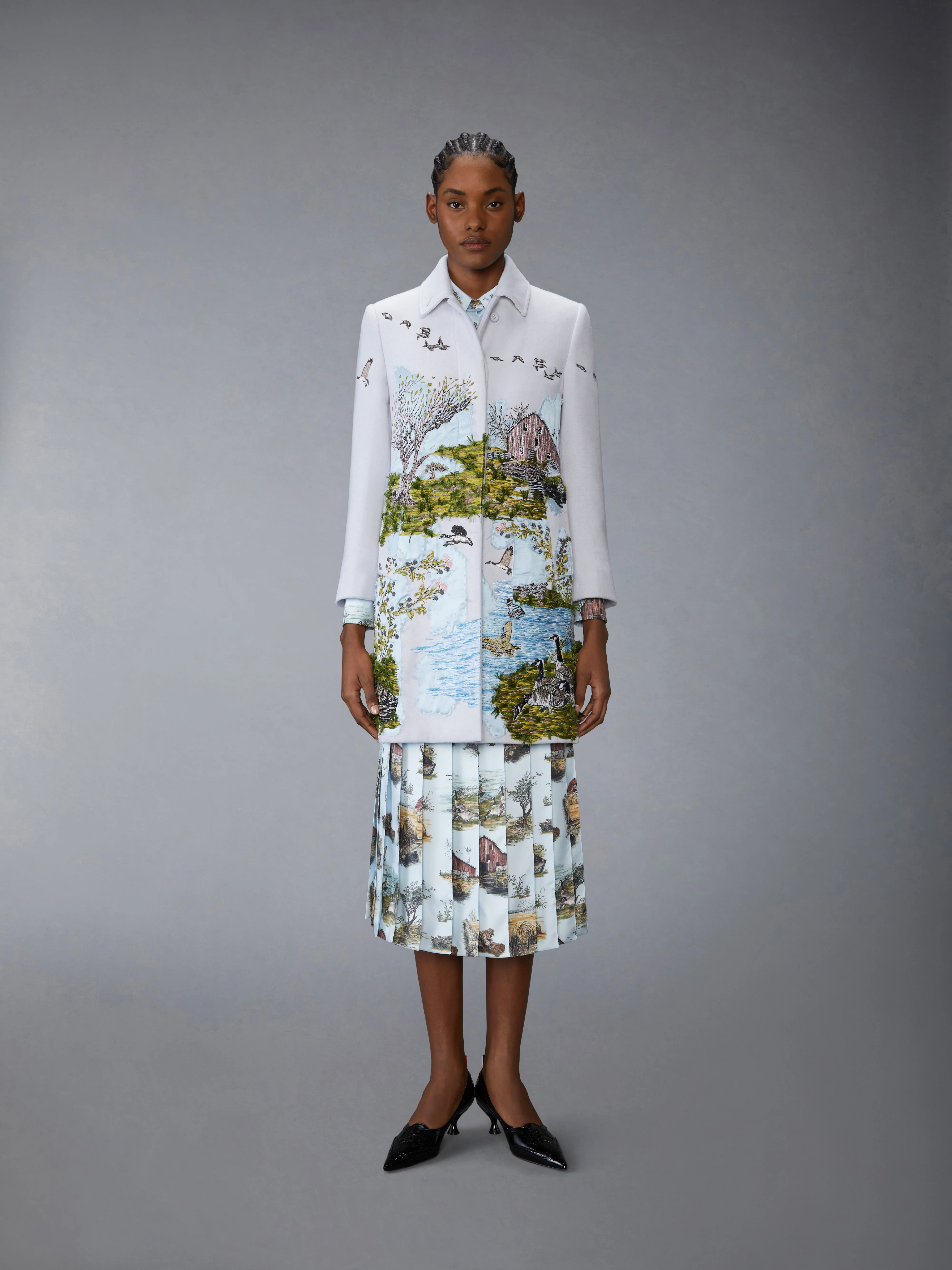 SCENIC TOILE APPLIQUE BAL COLLAR OVERCOAT