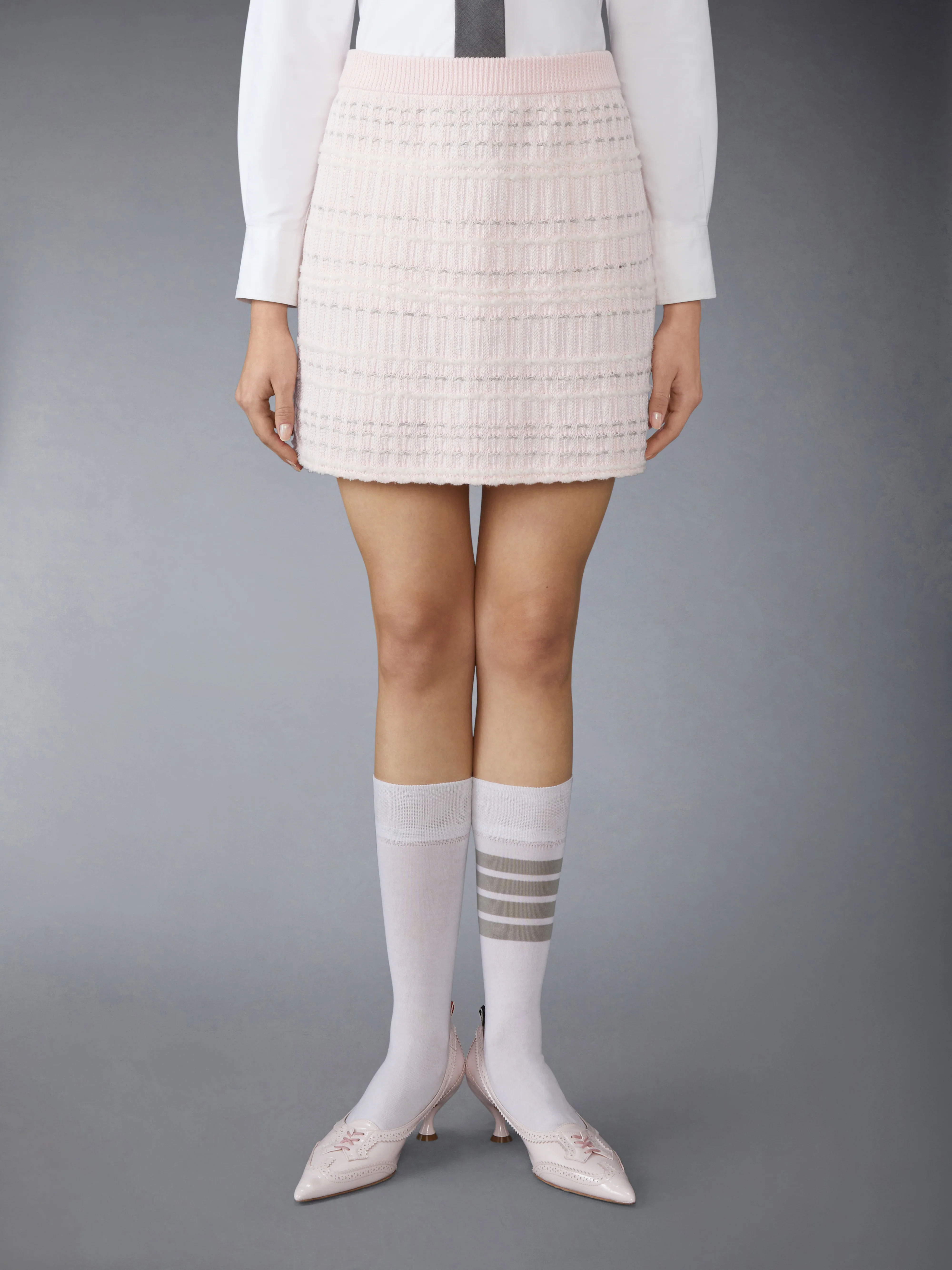 SEERSUCKER KNIT TWEED JACQUARD MINI SKIRT