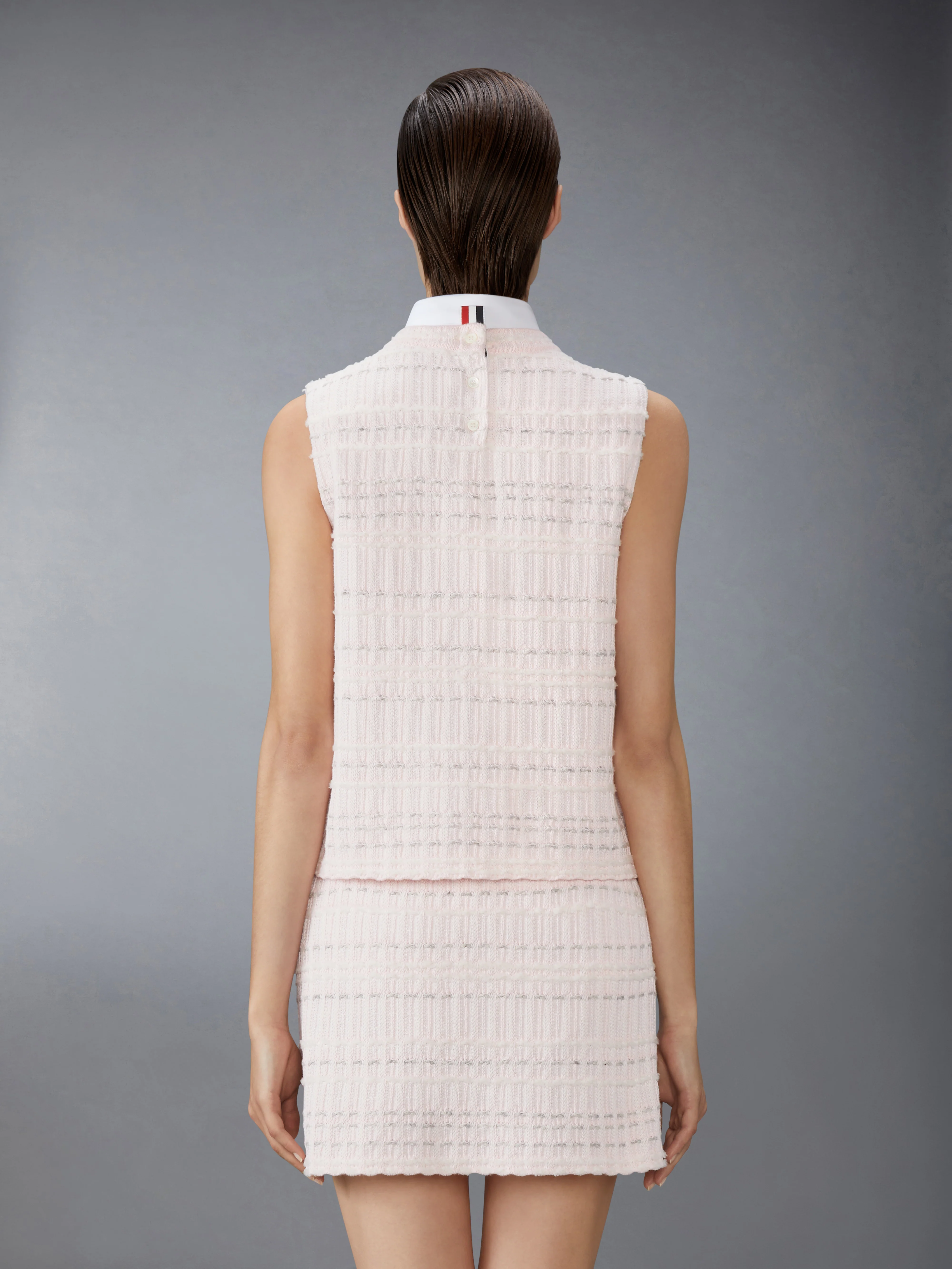 SEERSUCKER KNIT TWEED JACQUARD SHELL TOP