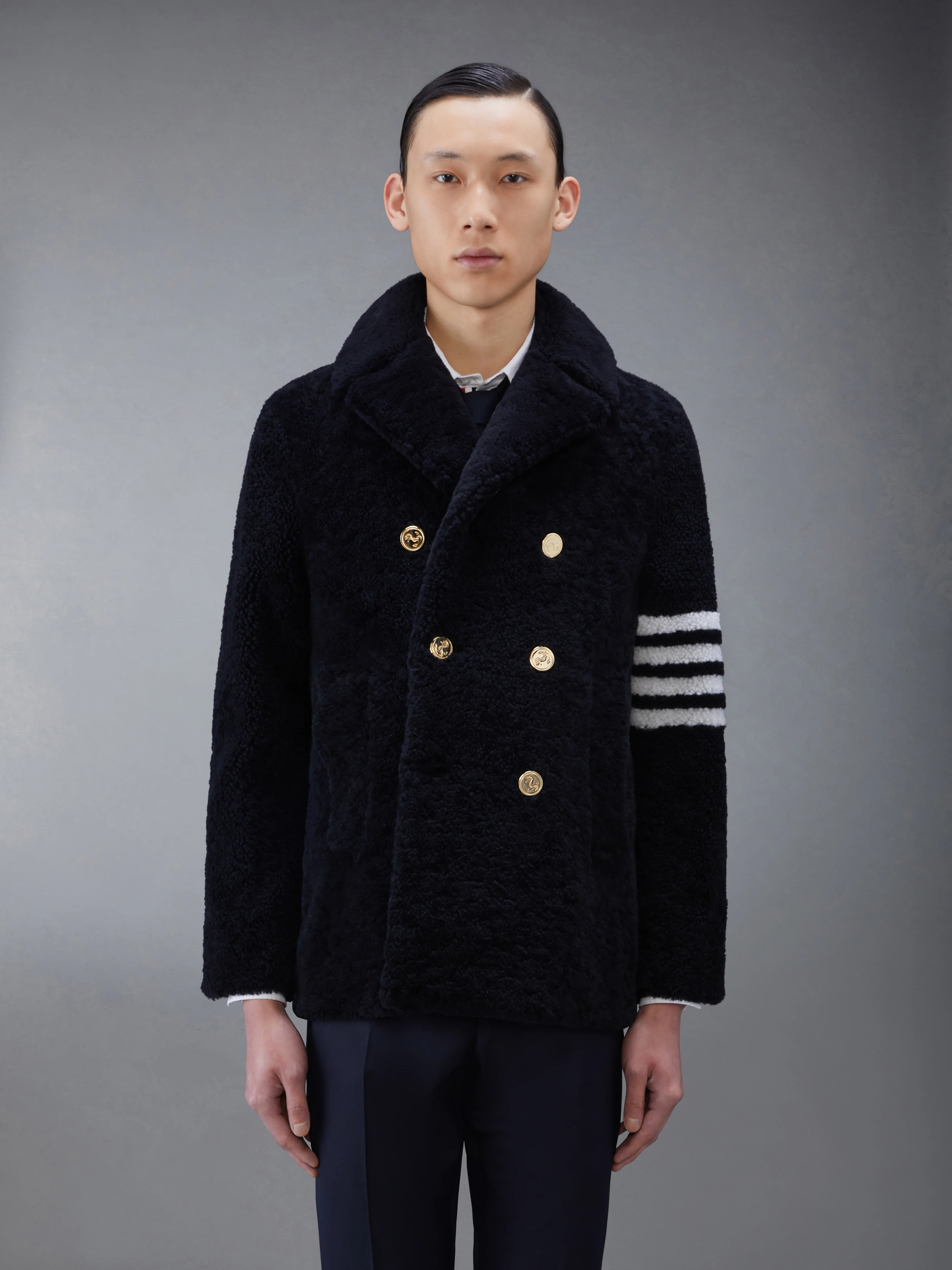 SHEARLING 4-BAR UNCONSTRUCTED PEACOAT
