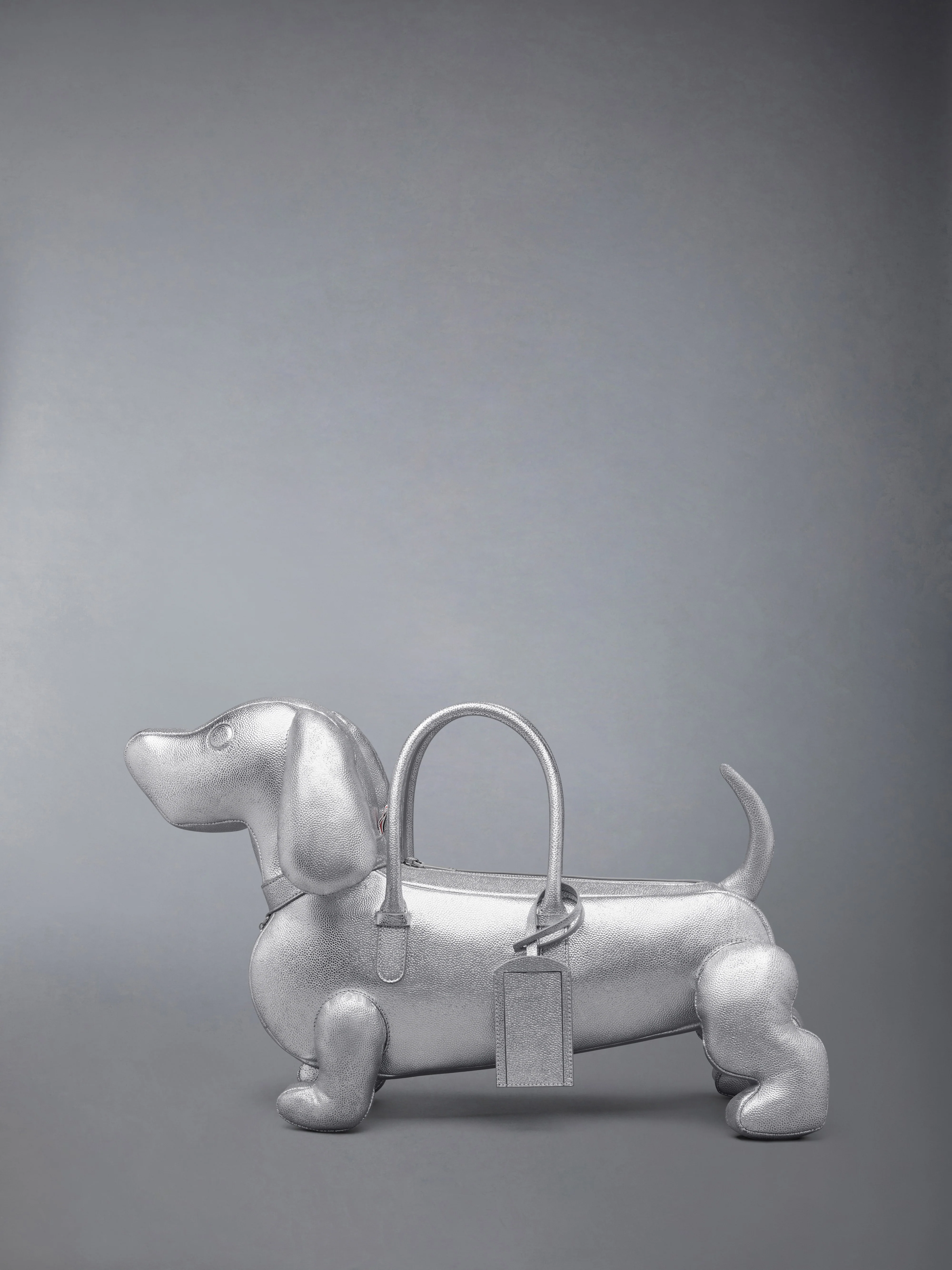 SILVER HECTOR BAG IN PEBBLE GRAIN LEATHER