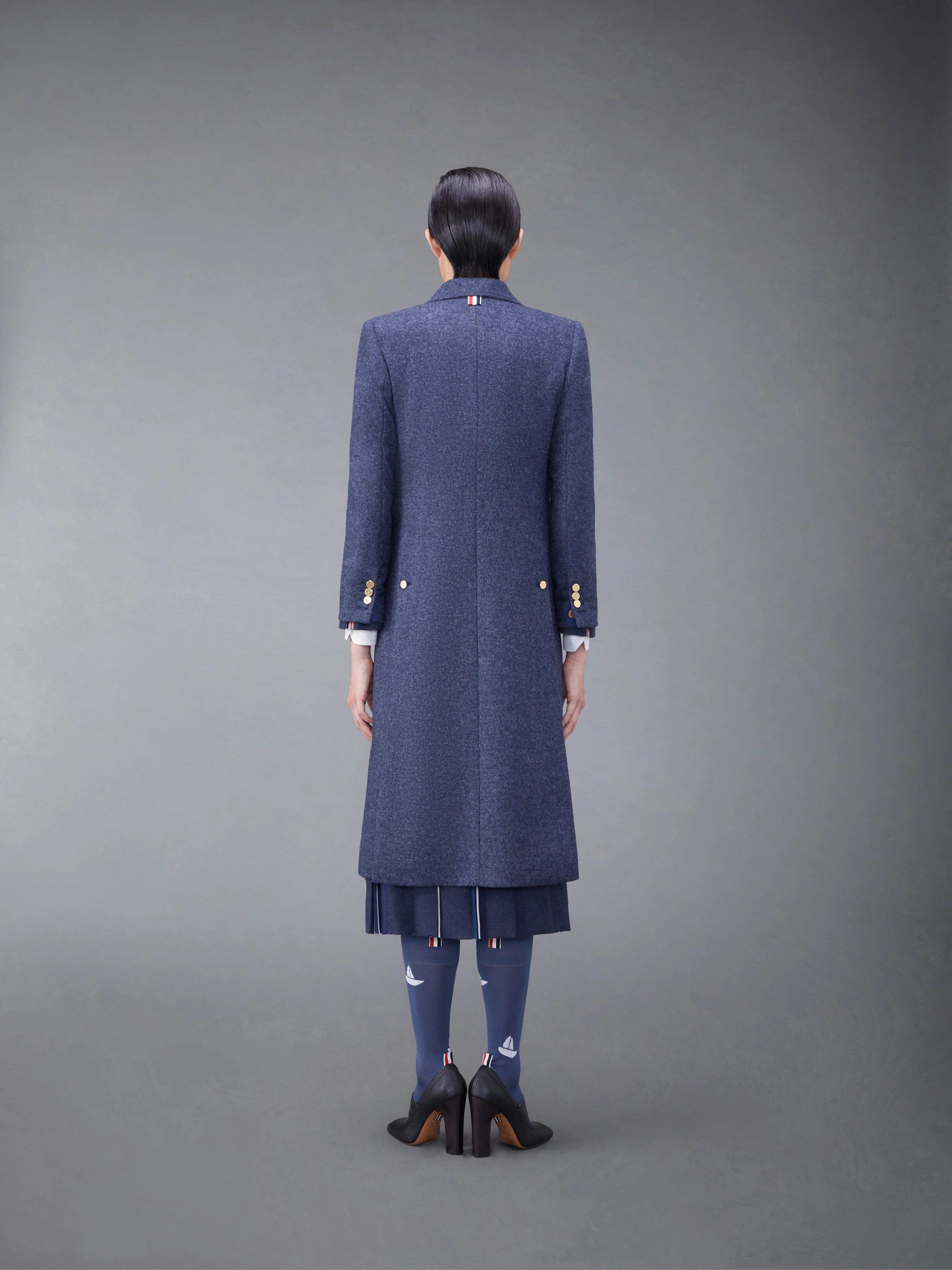 Solid Shetland Wide Lapel Overcoat