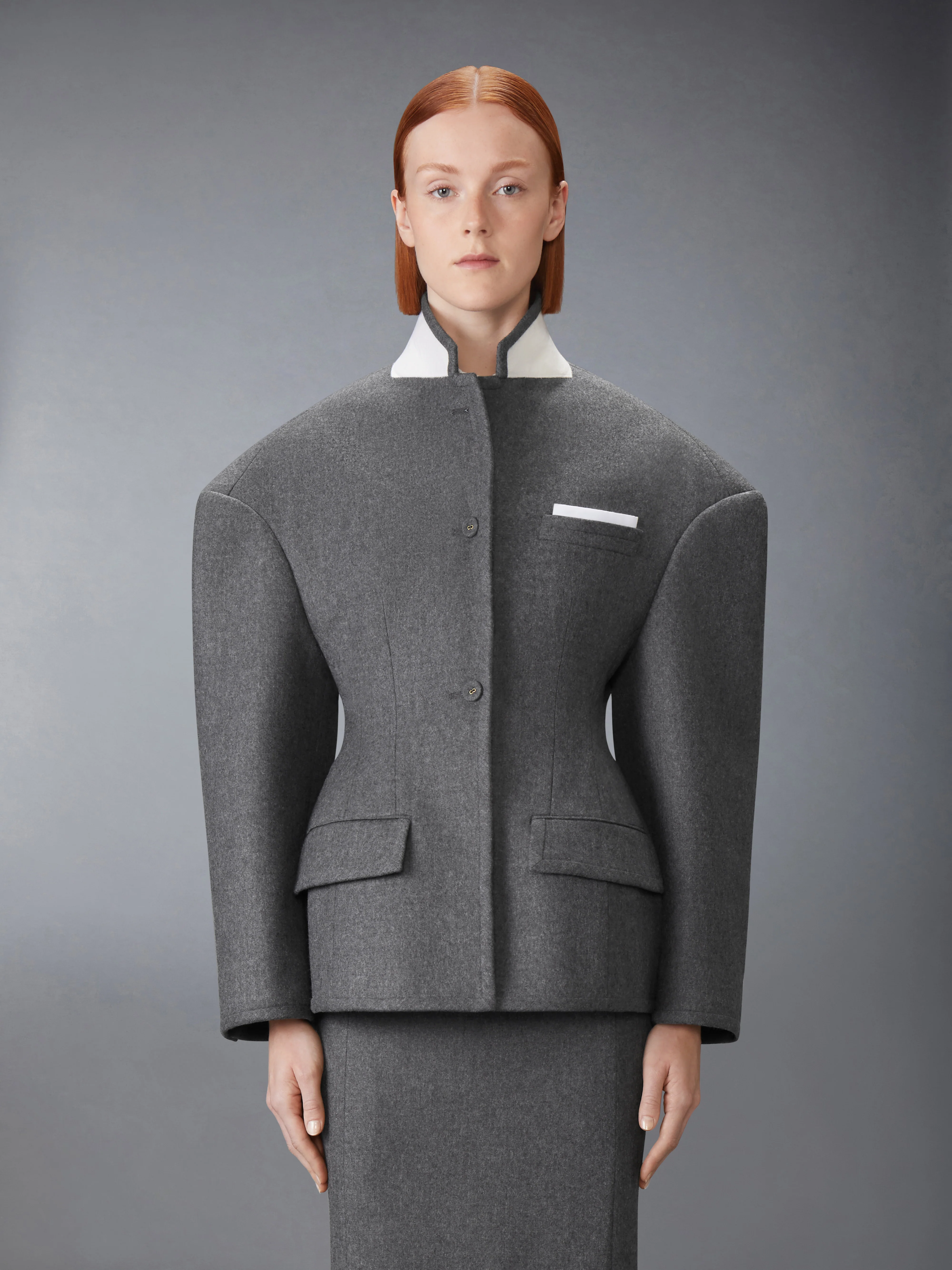 SOLID WOOL FLANNEL COCOON SPORTCOAT
