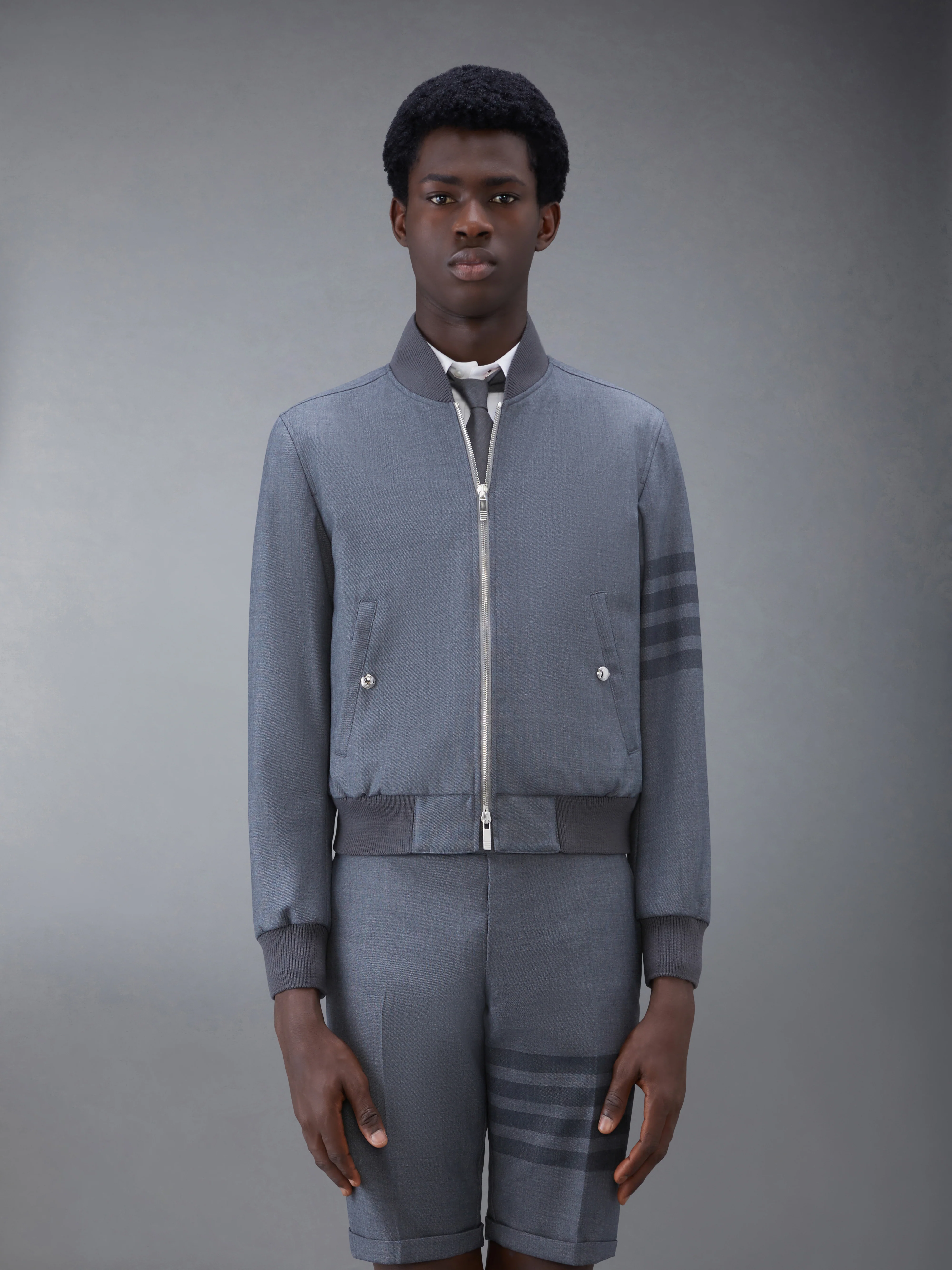 STEP TWILL SCHOOL UNIFORM 4-BAR BLOUSON JACKET
