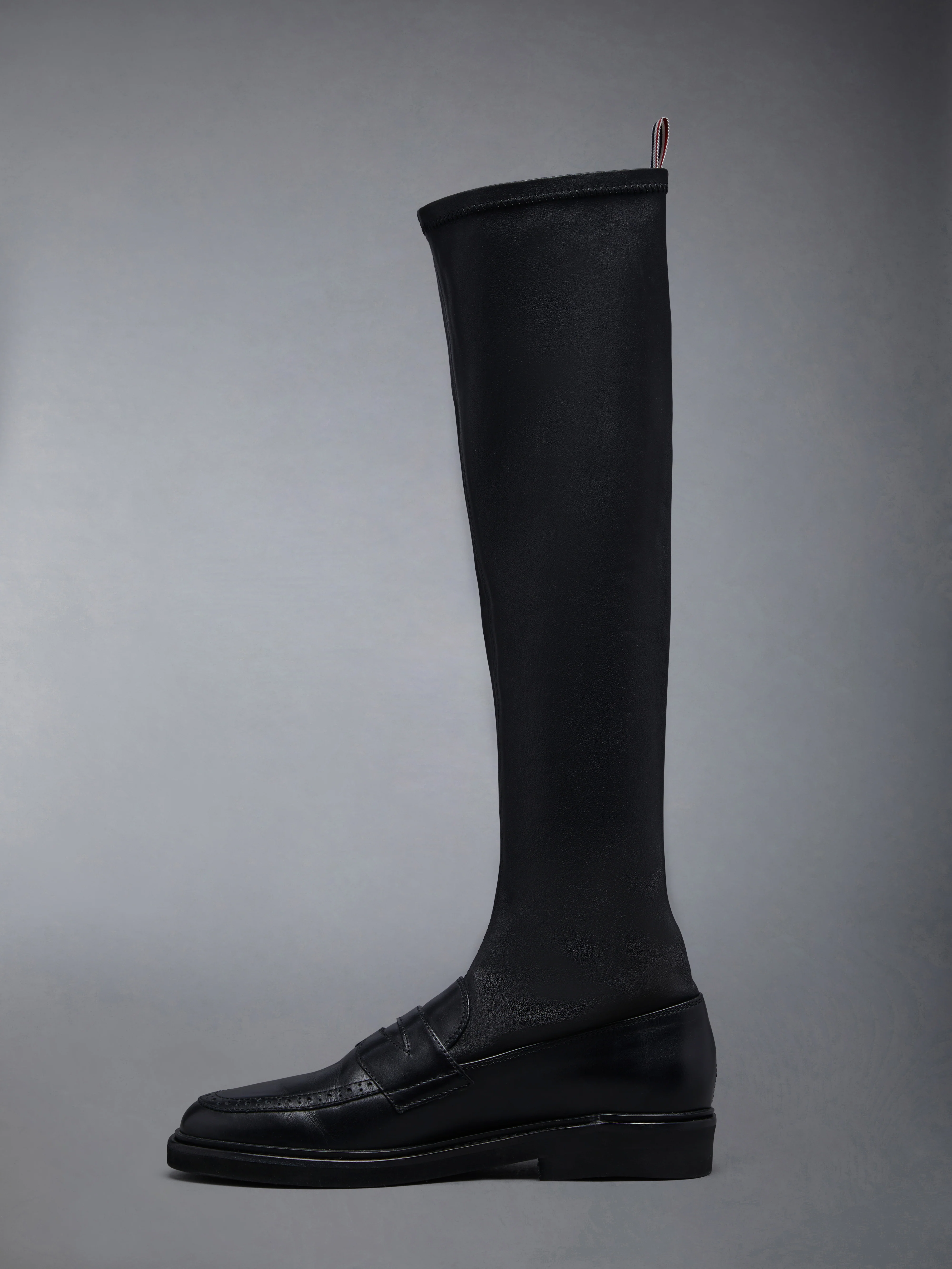 12380-stretch-vitello-calf-micro-sole-knee-high-penny-loafer-boot-3.webp Stretch Vitello Calf Micro Sole Knee High Penny Loafer Boot