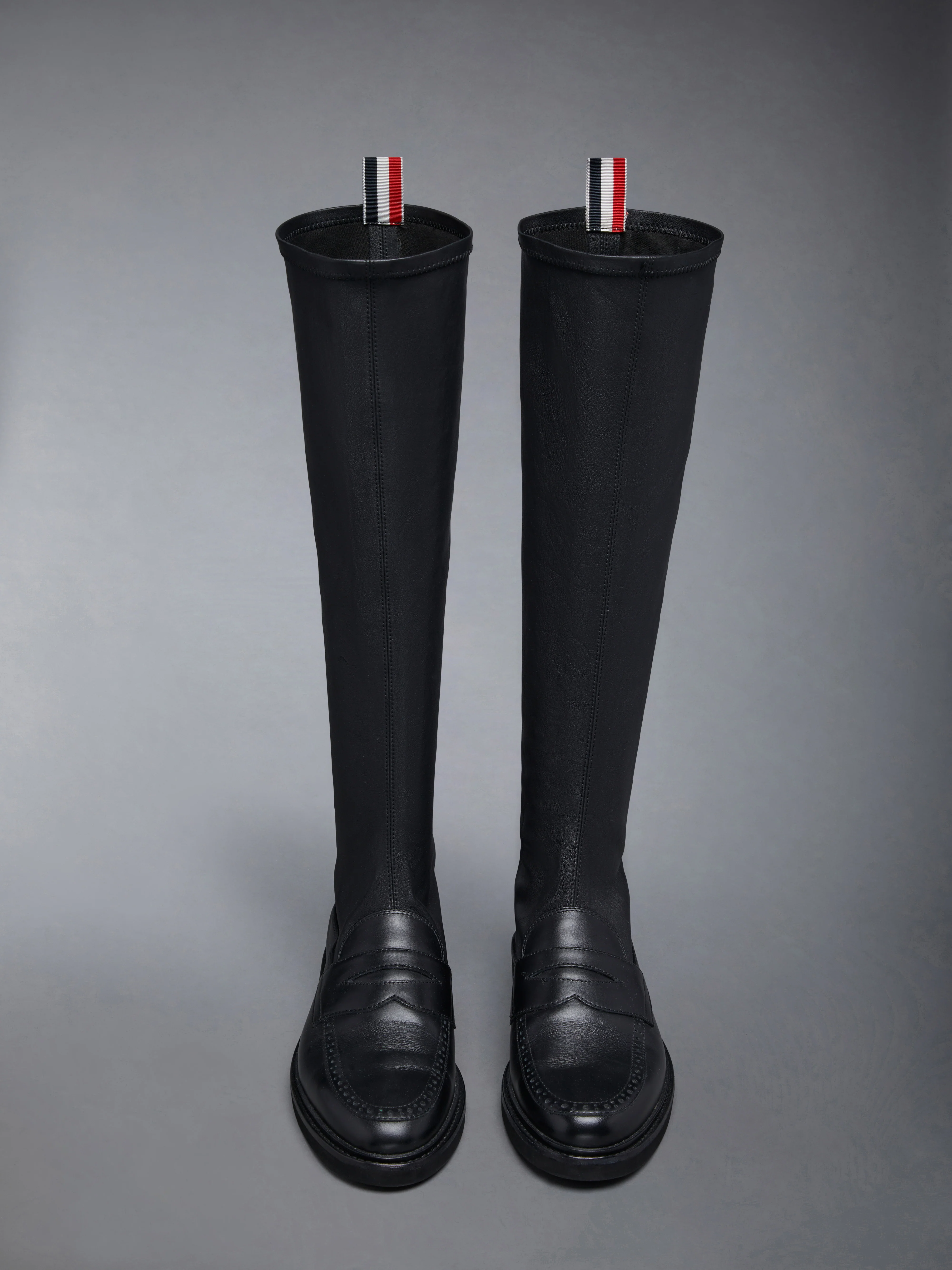 12380-stretch-vitello-calf-micro-sole-knee-high-penny-loafer-boot-4.webp Stretch Vitello Calf Micro Sole Knee High Penny Loafer Boot