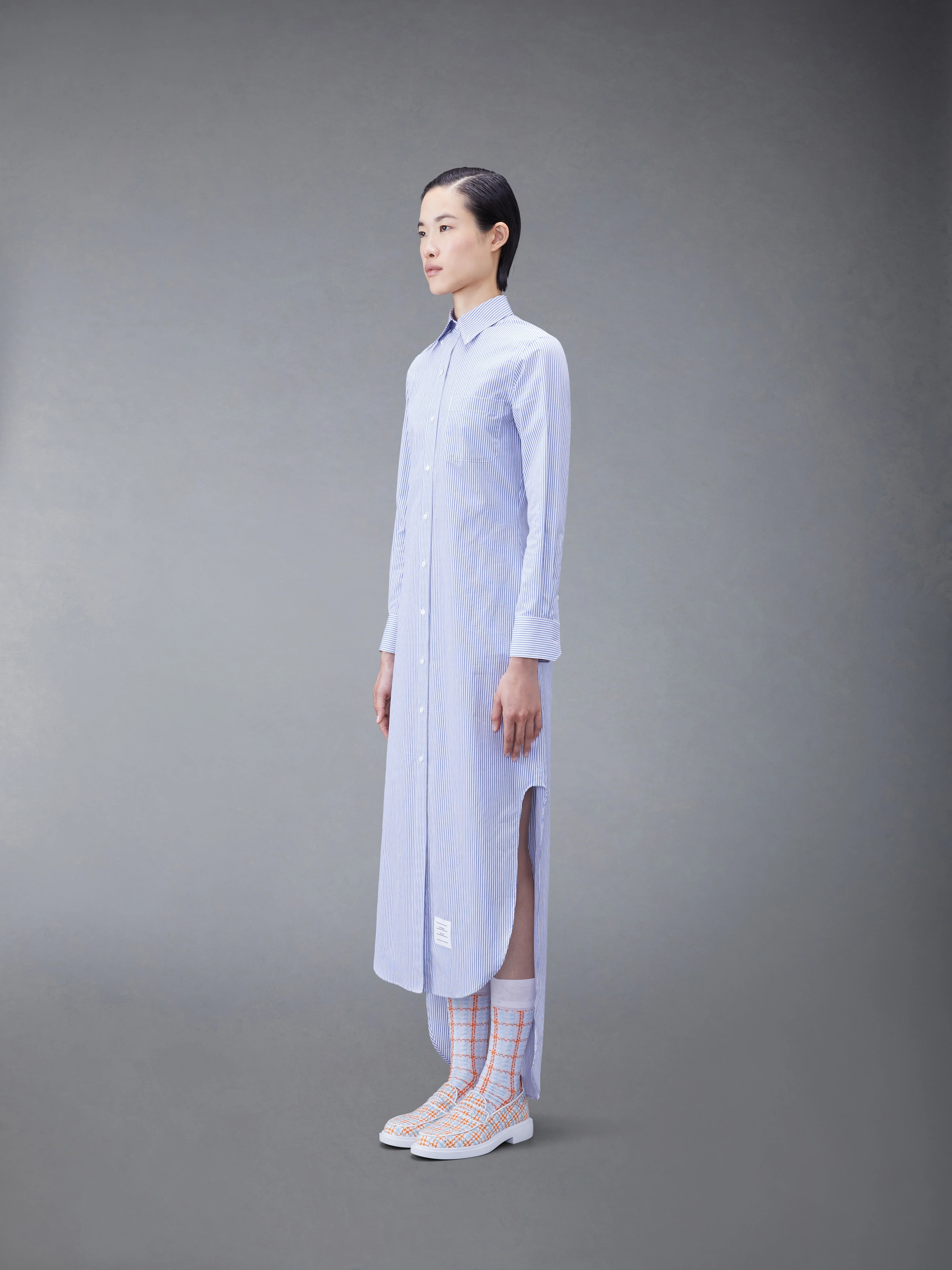 STRIPE POPLIN MAXI SHIRTDRESS