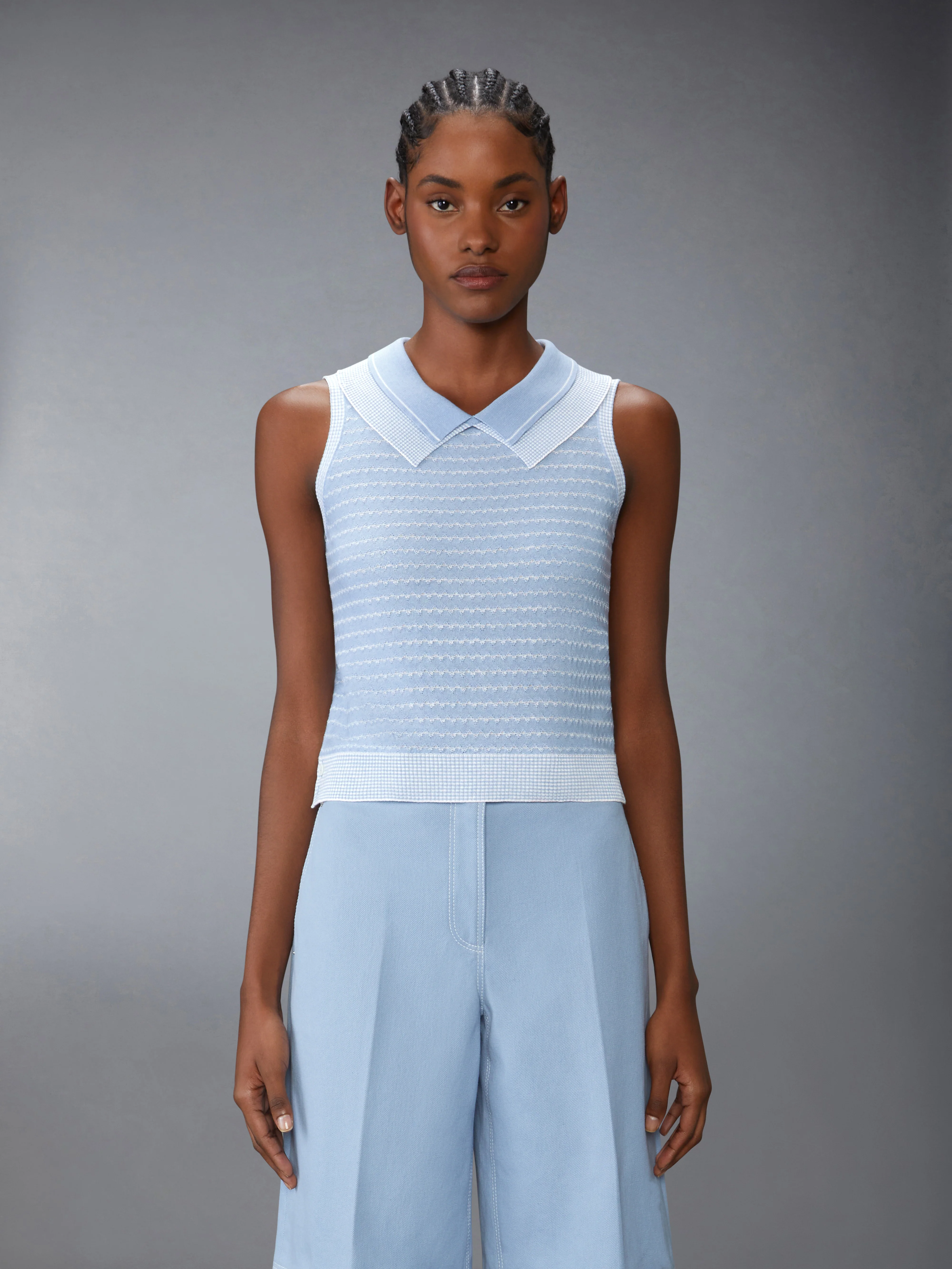 STRIPED TUCK STITCH SHELL TOP