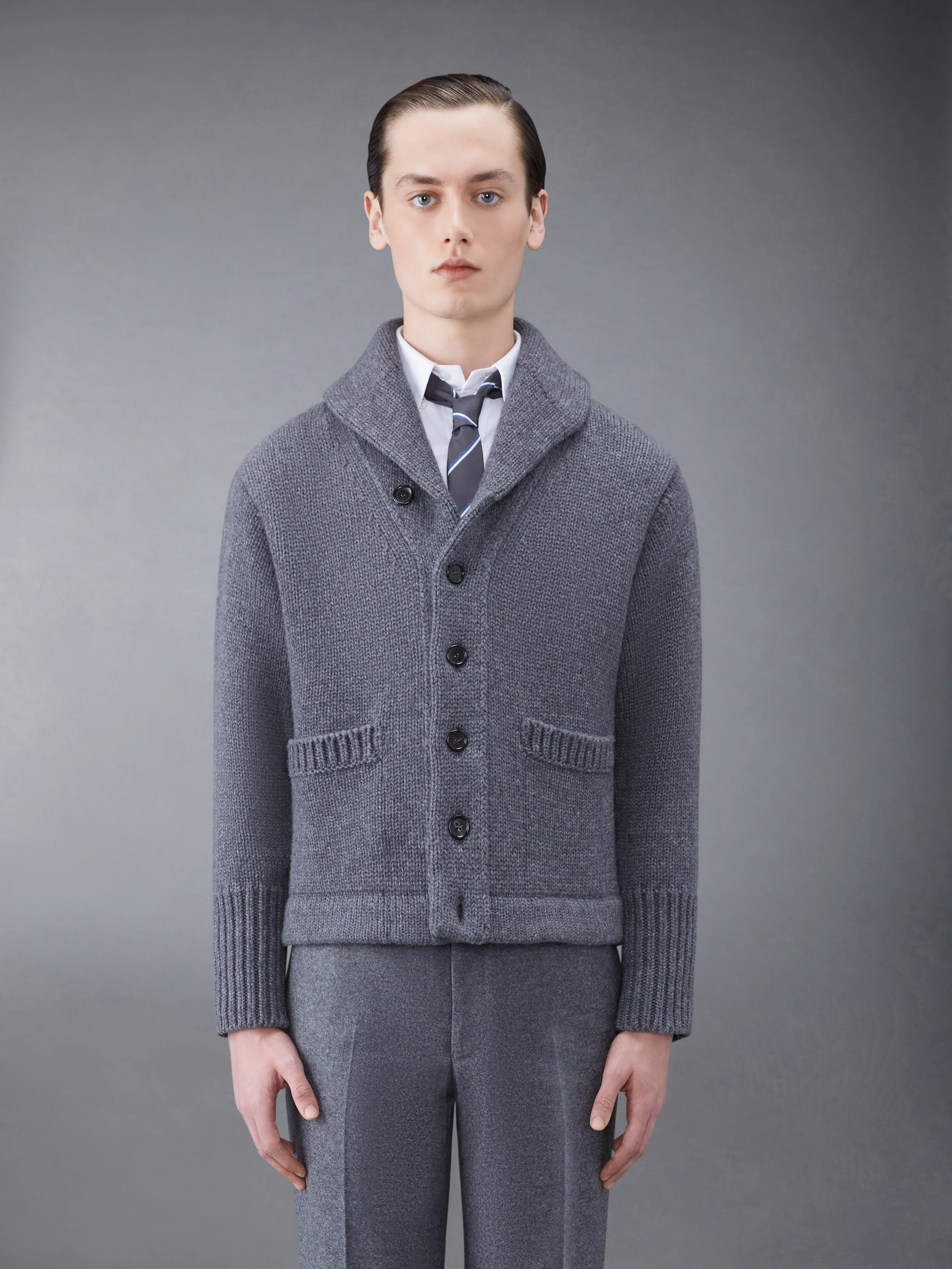 Super Chunky Cashmere Jersey Shawl Collar Cardigan