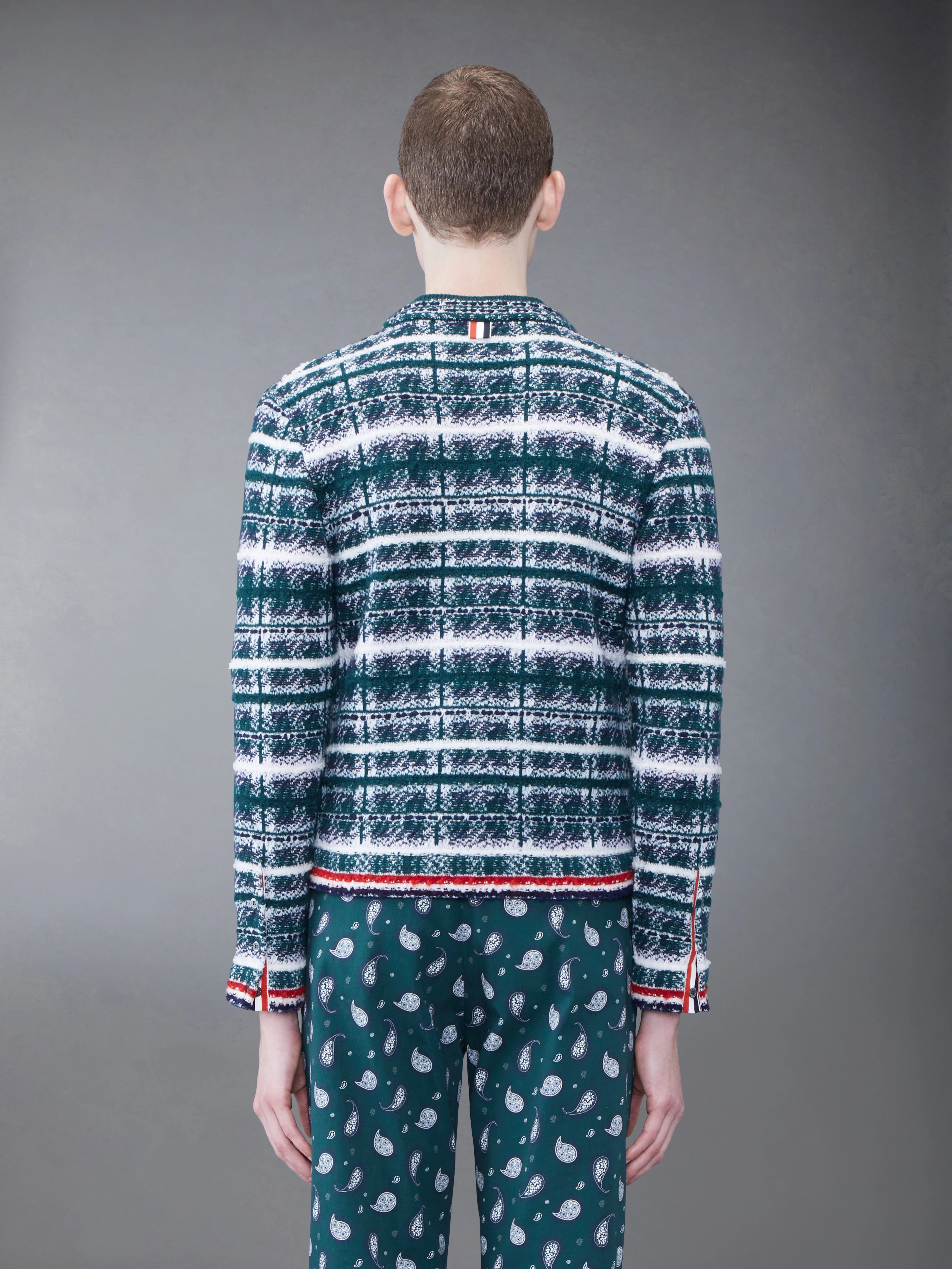 Tartan Merino Mohair Inlay V-neck Pullover