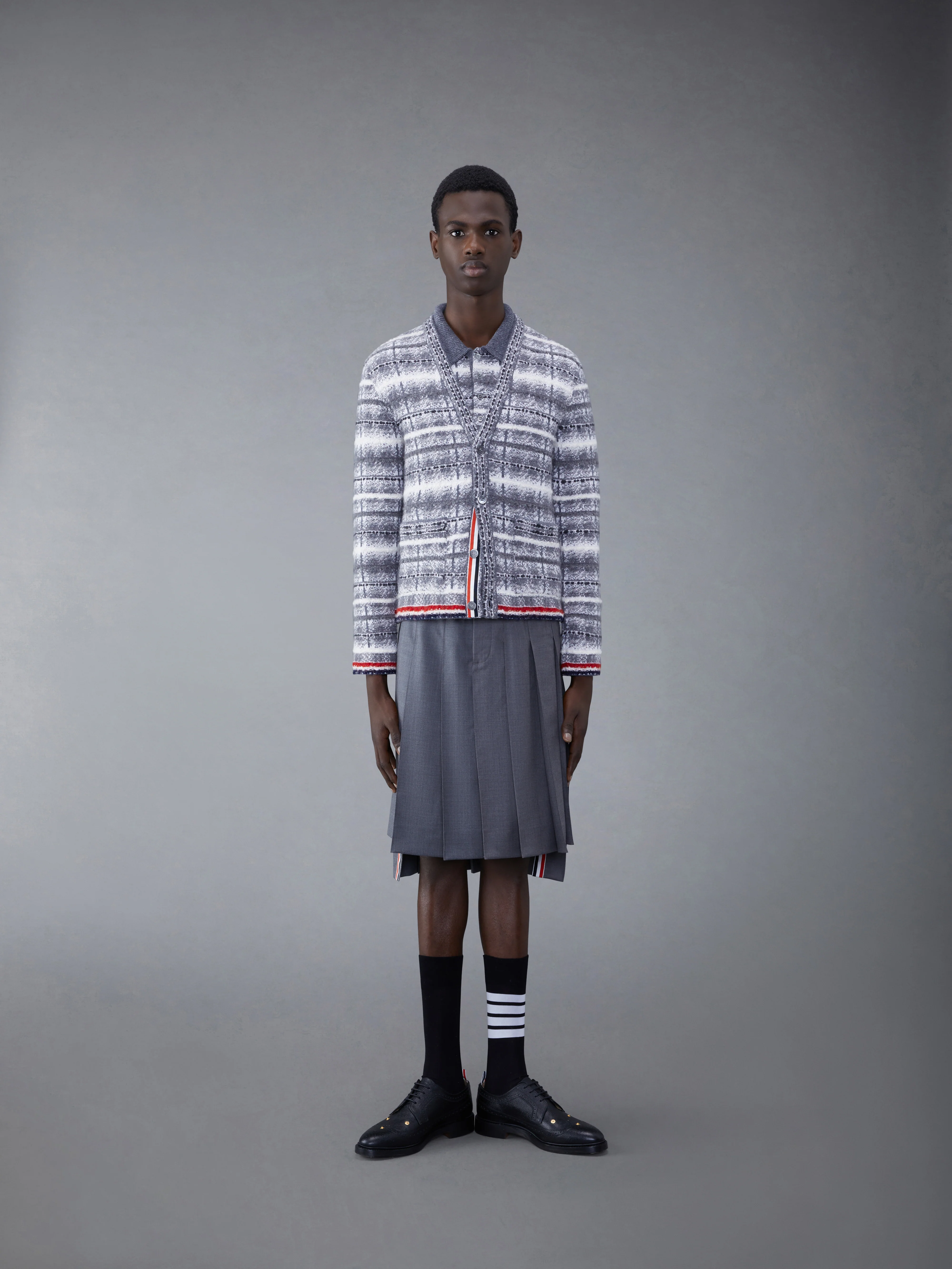 TARTAN MOHAIR MERINO CHECK V-NECK CARDIGAN