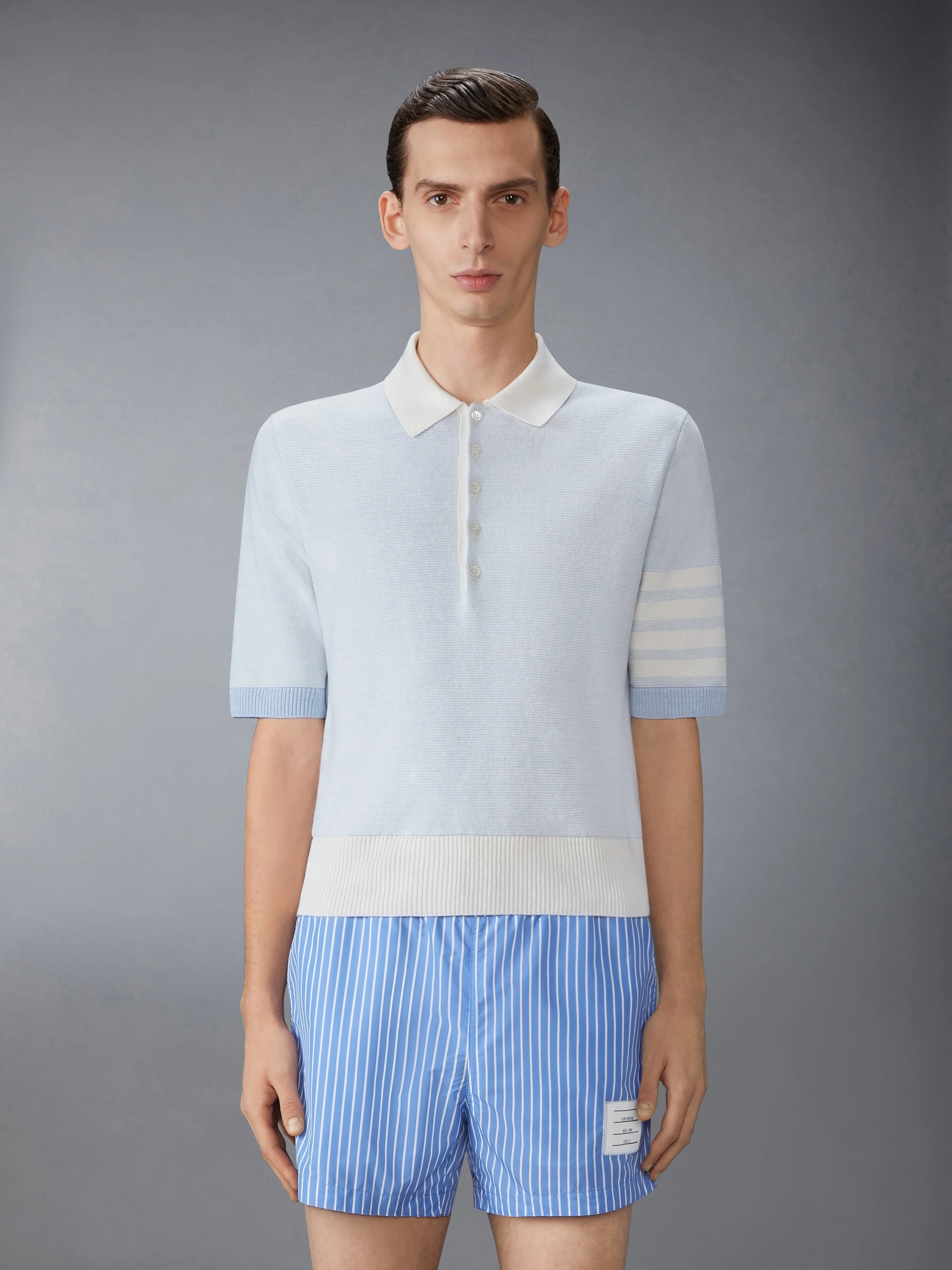 TEXTURED STRIPE STITCH 4-BAR RELAXED FIT POLO