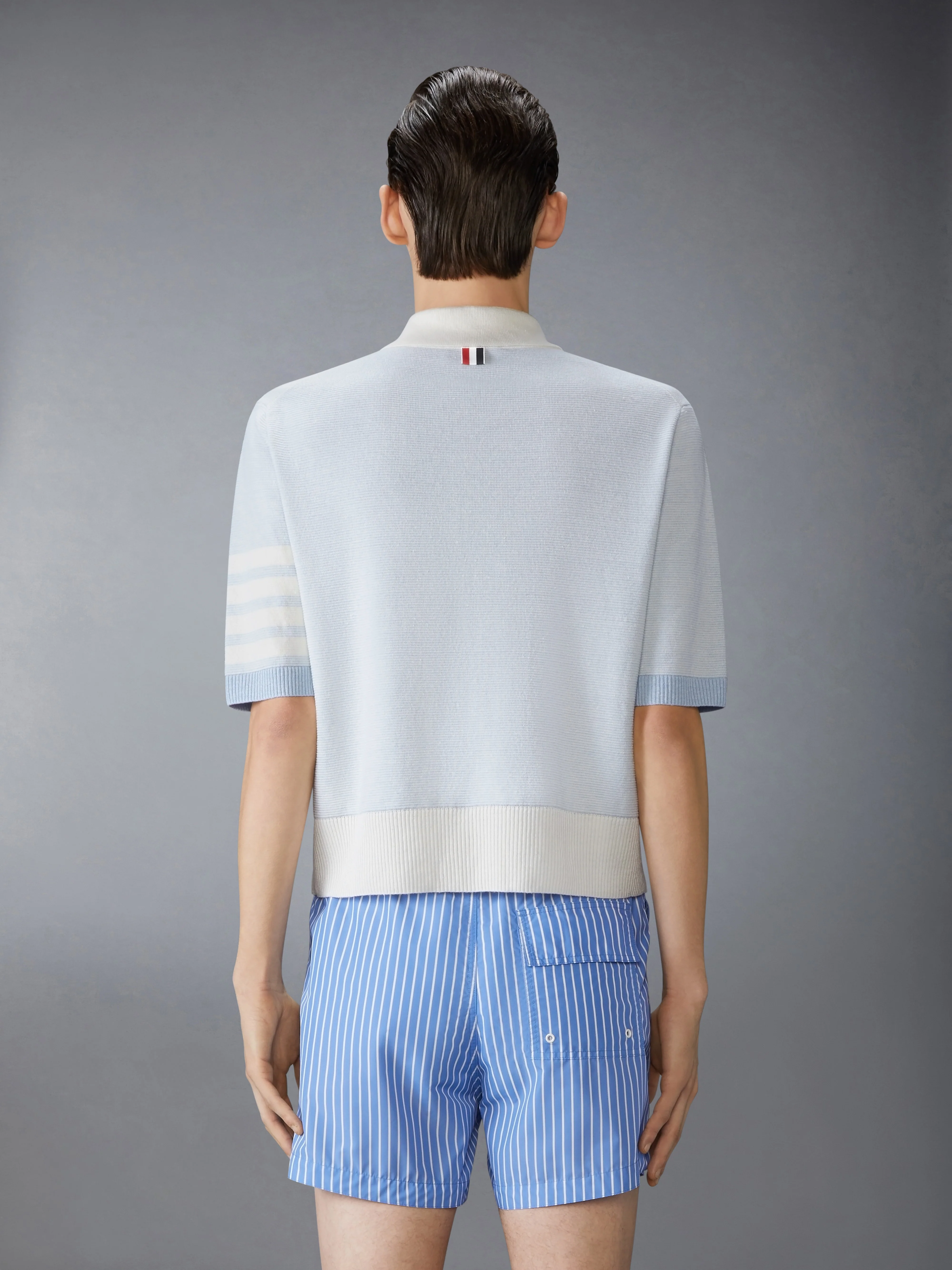 TEXTURED STRIPE STITCH 4-BAR RELAXED FIT POLO