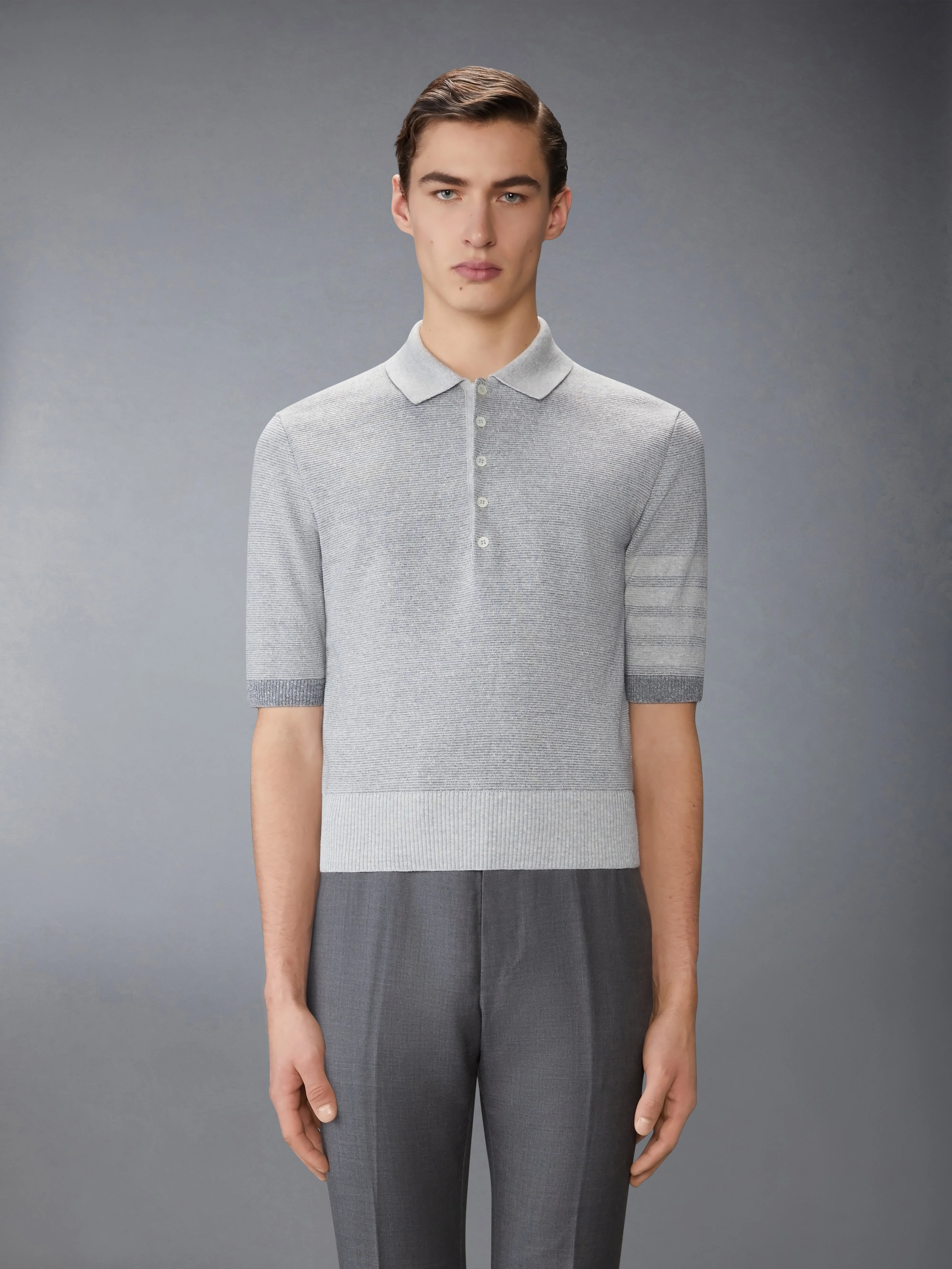 TEXTURED STRIPE STITCH 4-BAR RELAXED FIT POLO