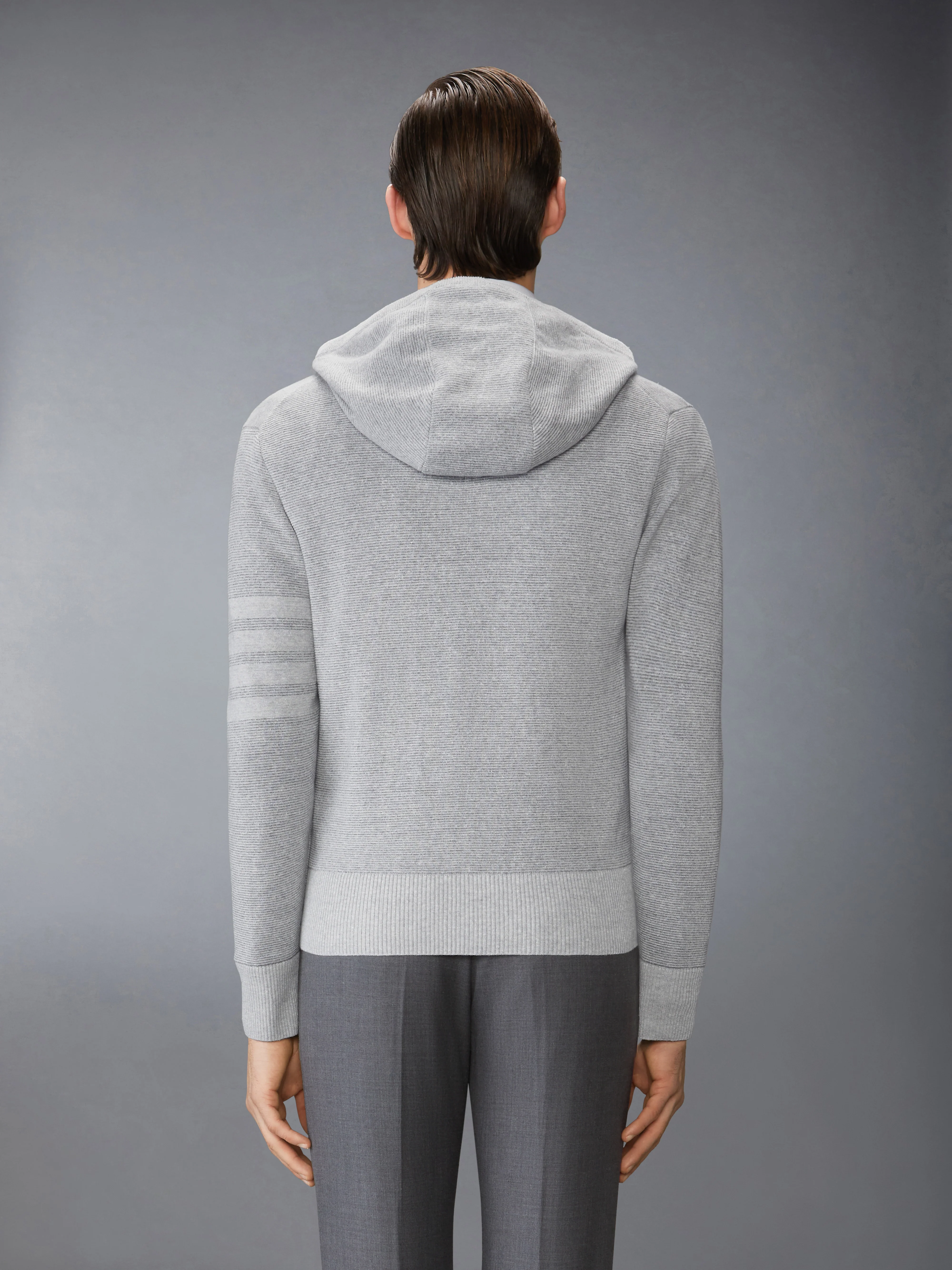 TEXTURED STRIPED STITCH 4-BAR RELAXED FIT HOODIE