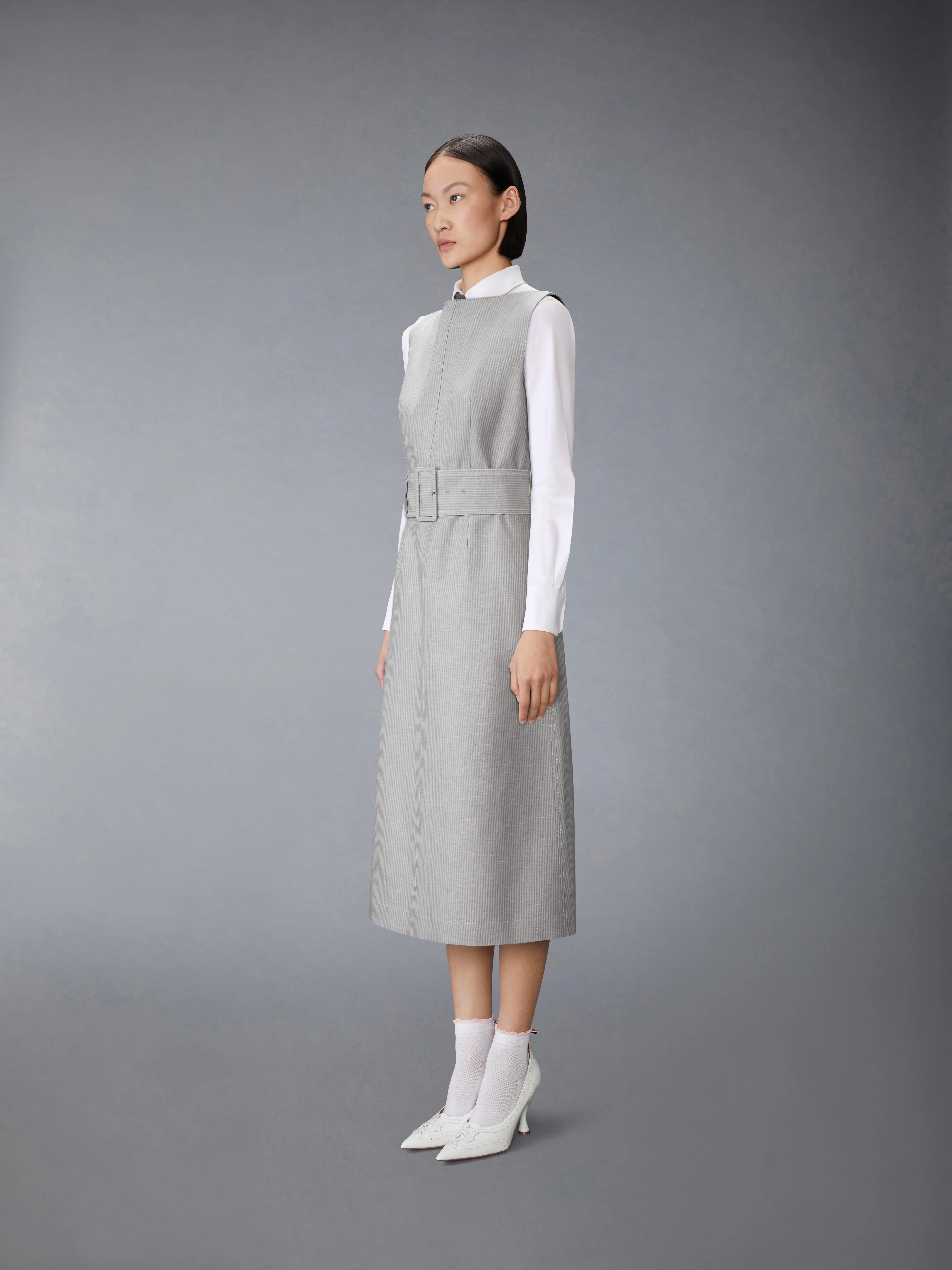 TONAL UNIVERSITY STRIPE BOAT NECK DRESS