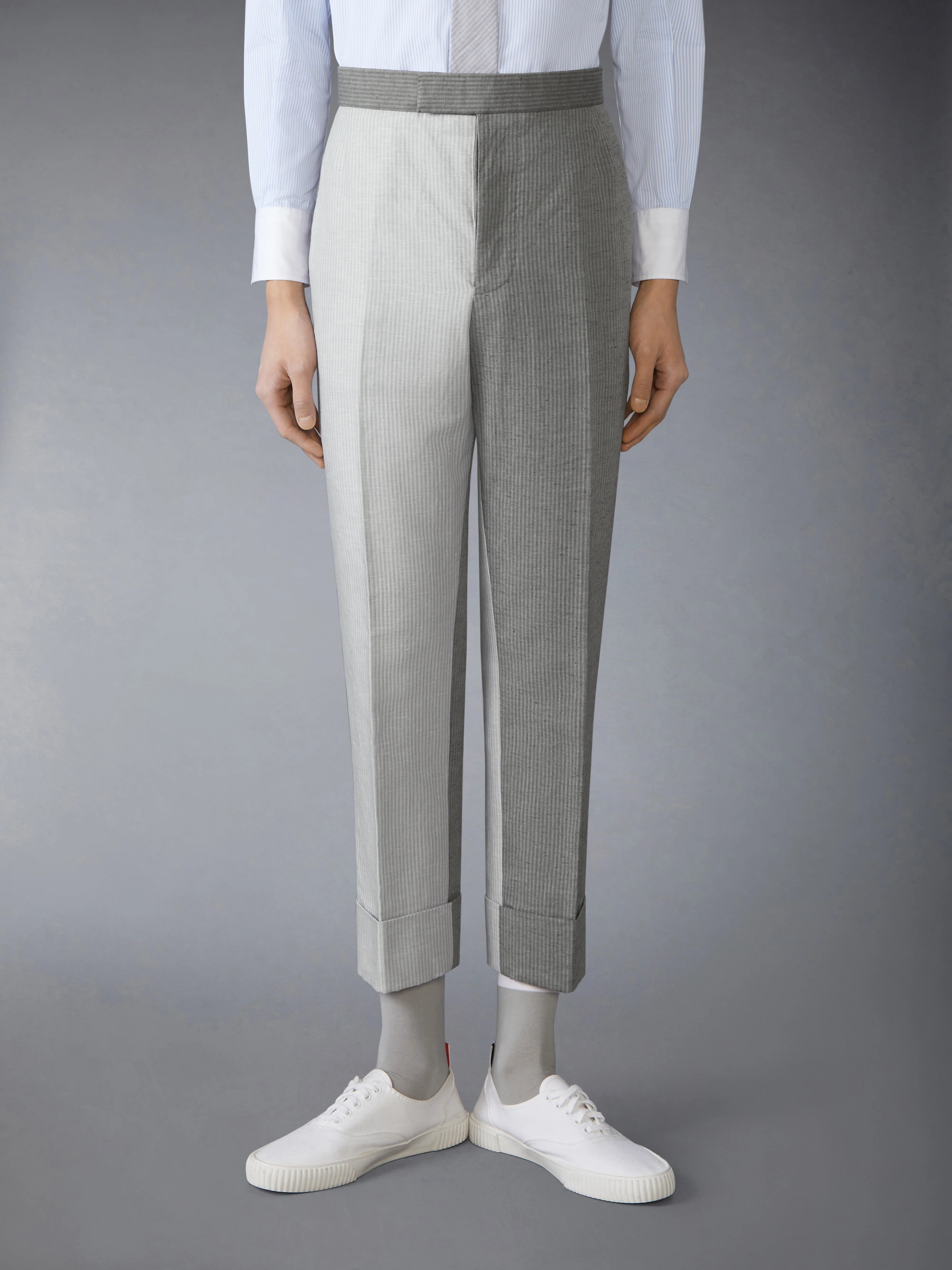 TONAL UNIVERSITY STRIPE LINEN COTTON TROUSER
