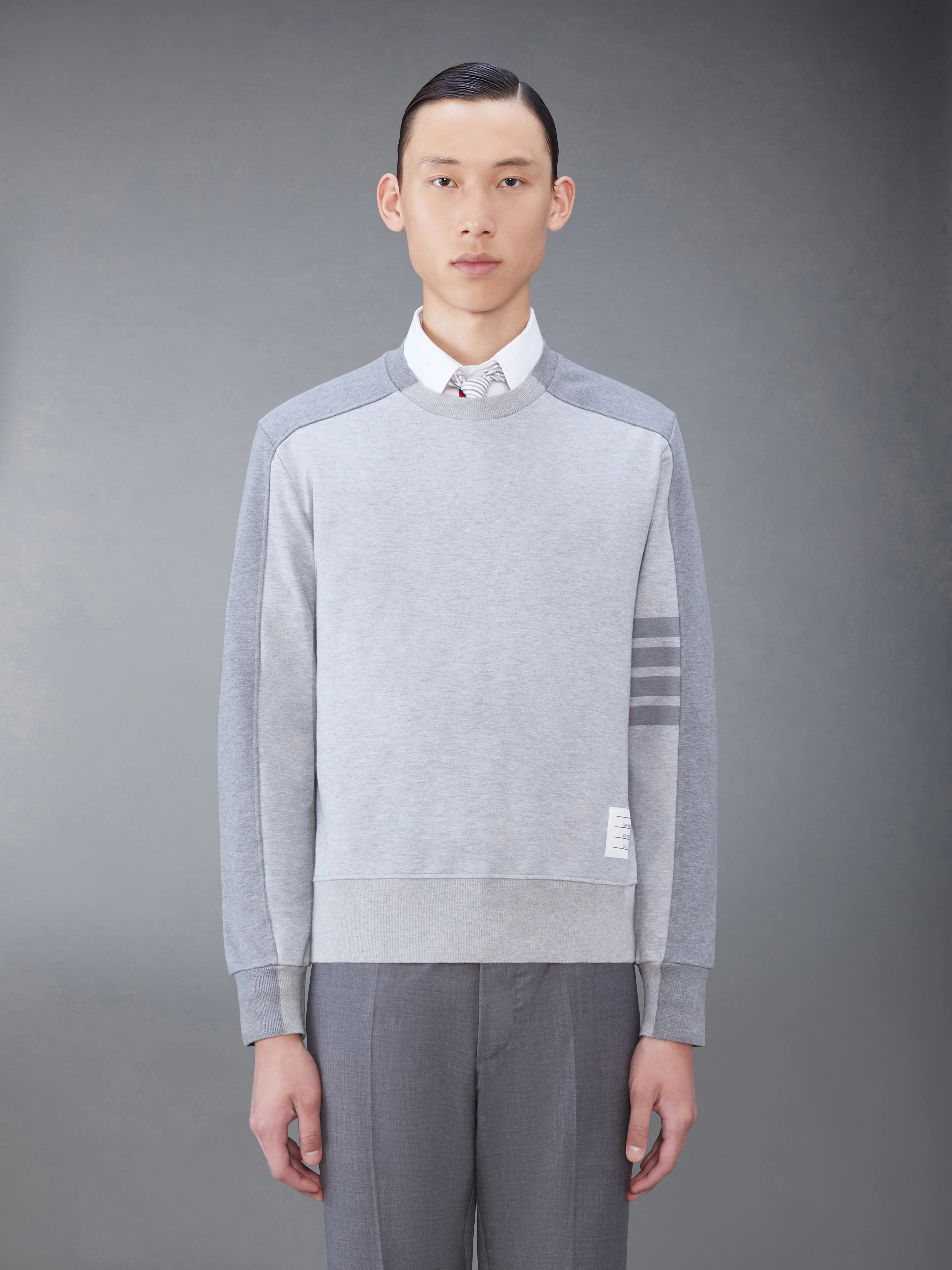 TROMPE L'OEIL COTTON 4-BAR CREWNECK SWEATSHIRT