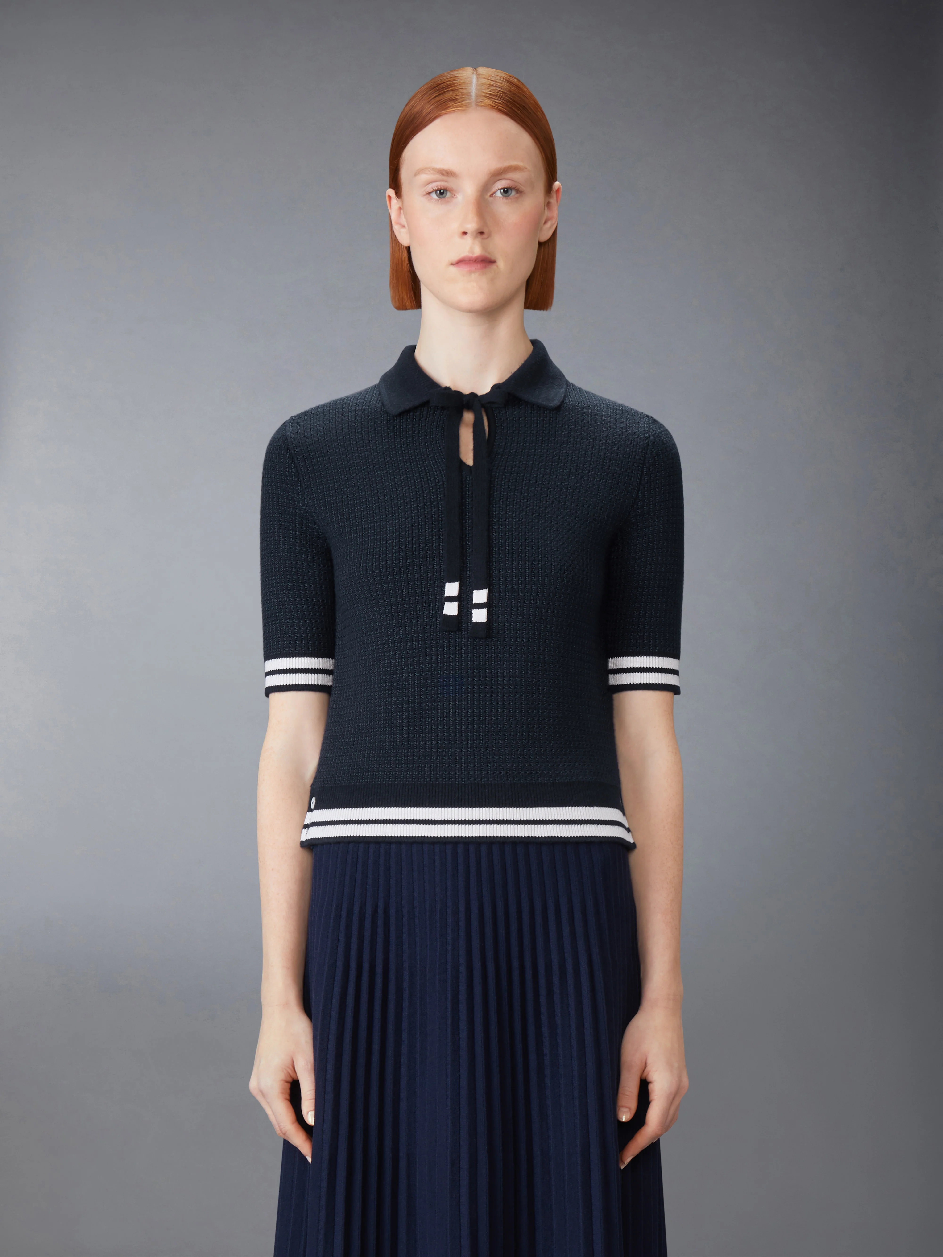 TUCK STITCH SILK CASHMERE & WOOL POLO