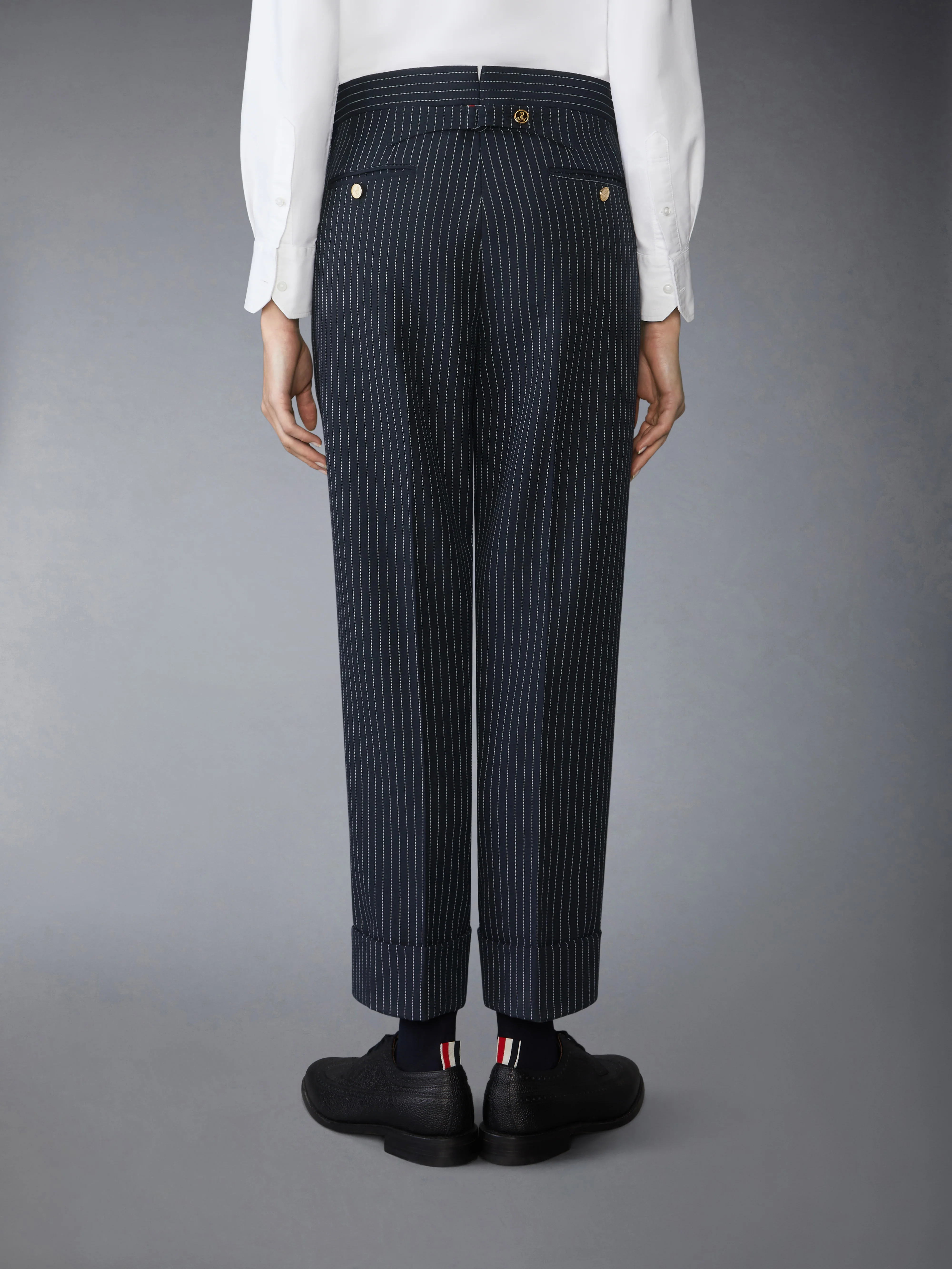 PINSTRIPE HIGH TWIST WOOL TROUSER