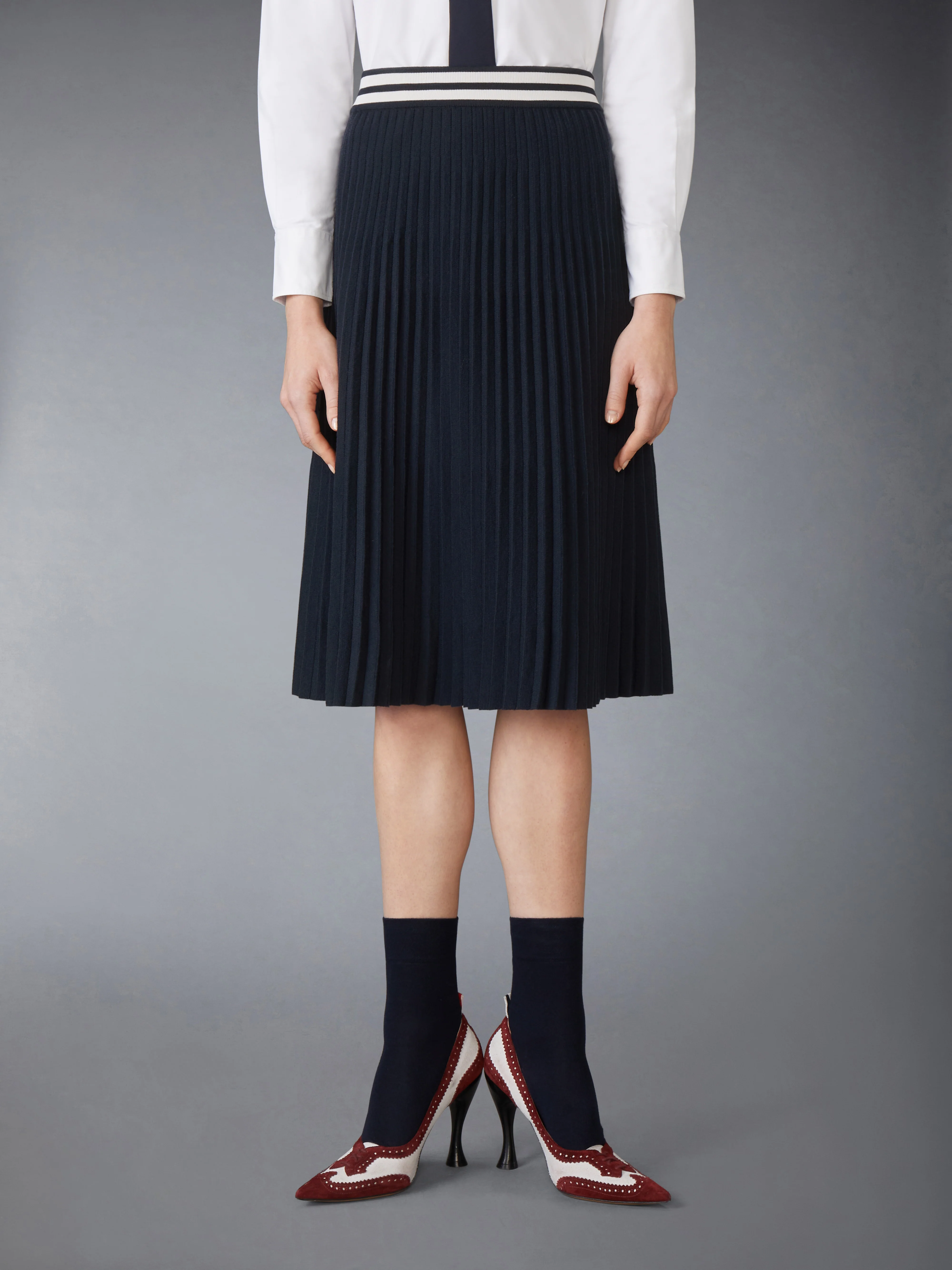 PLISSE MERINO WOOL SILK SKIRT
