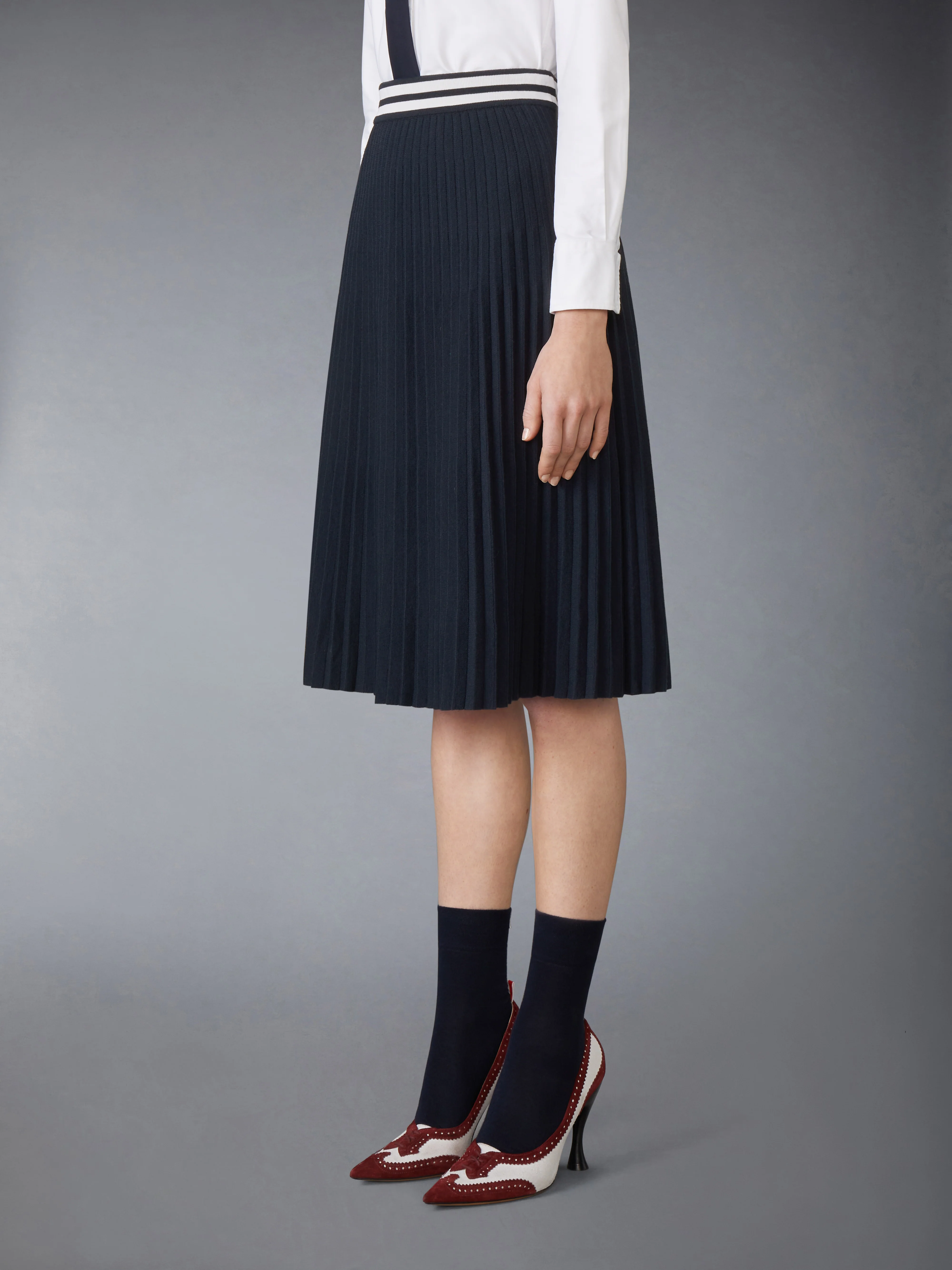 PLISSE MERINO WOOL SILK SKIRT