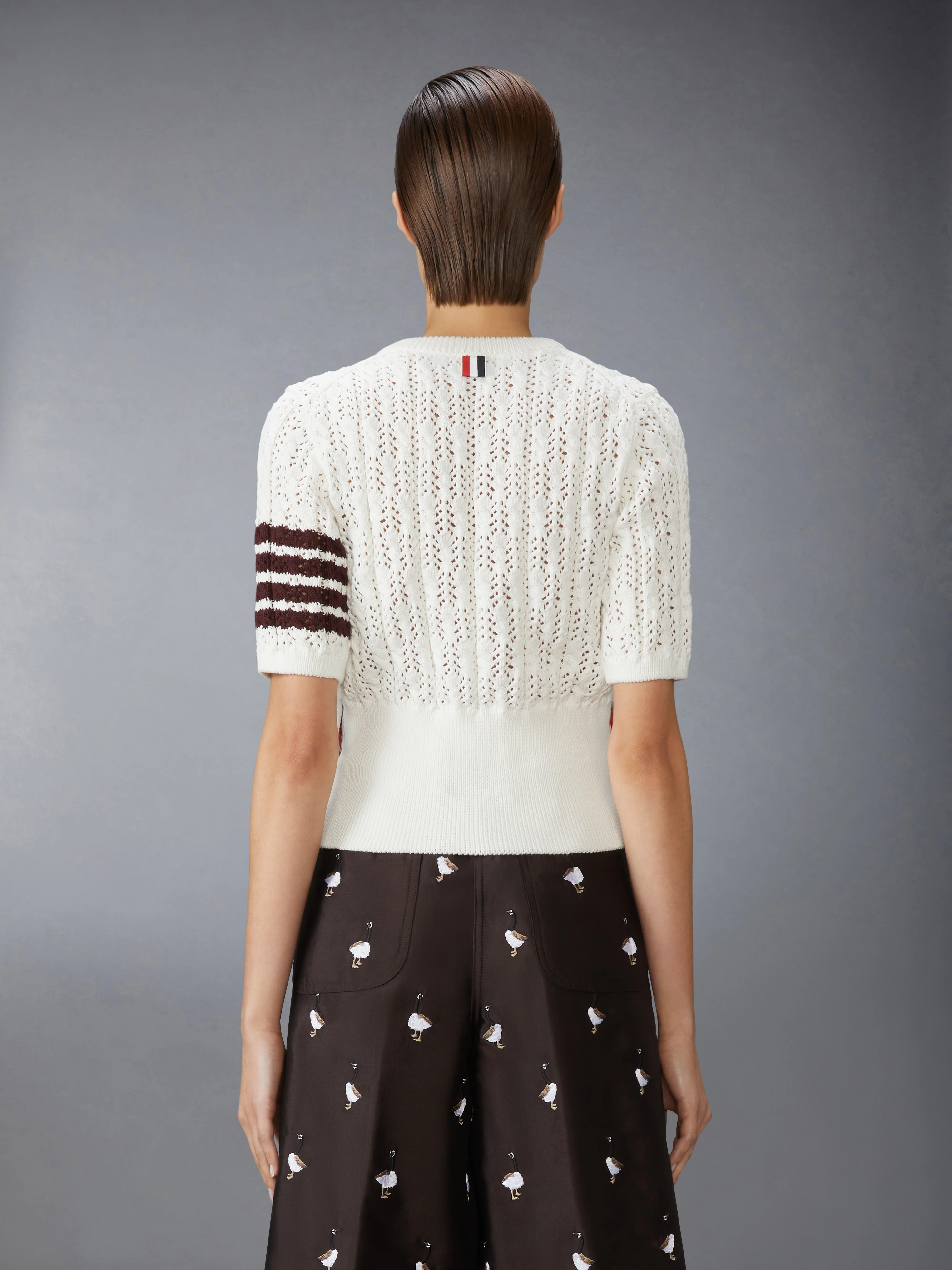 POINTELLE CABLE STITCH 4-BAR TEE