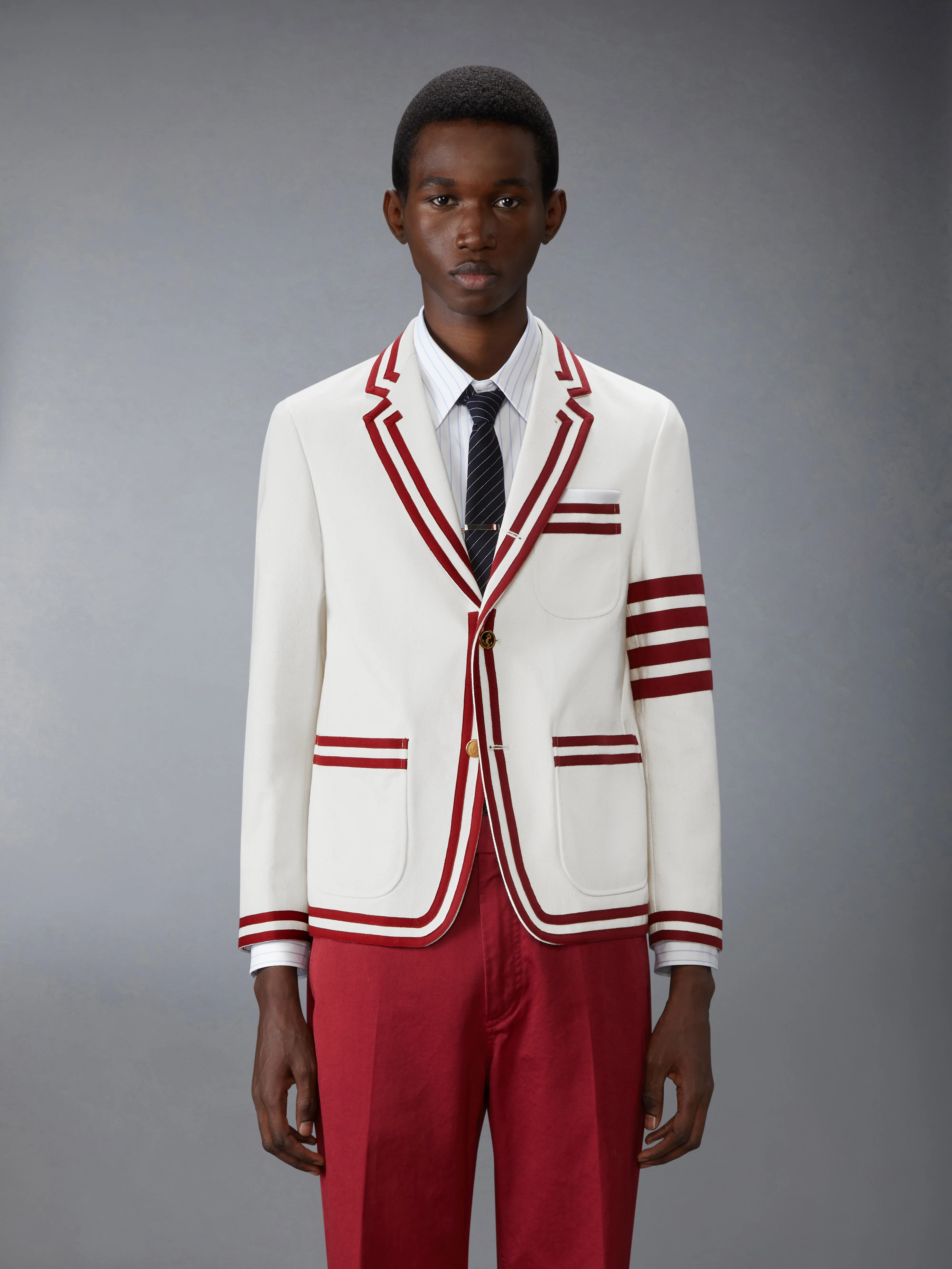 UNCONSTRUCTURED DENIM 4-BAR SPORTCOAT