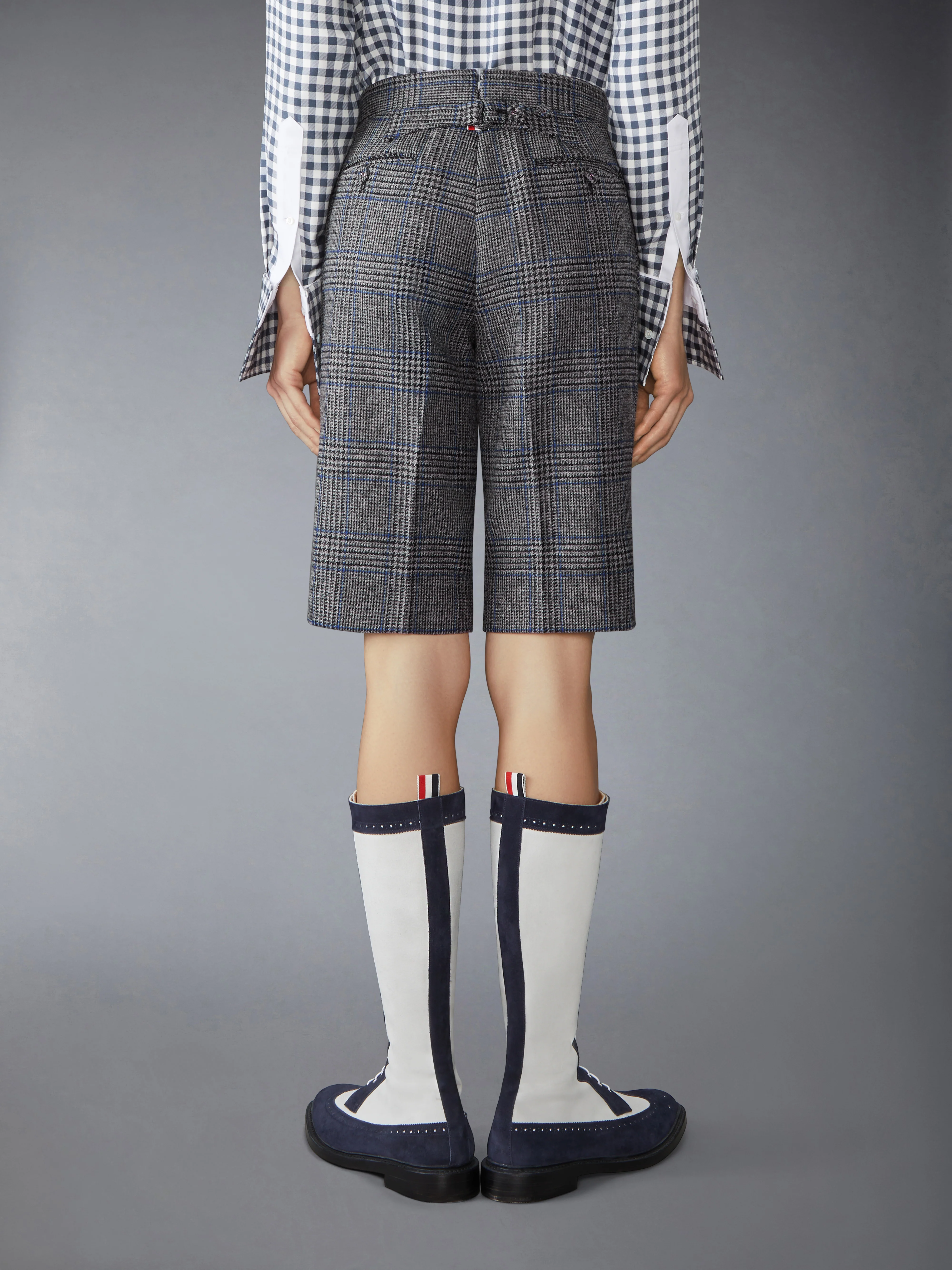 PRINCE OF WALES HUNTING TWEED BACKSTRAP SHORTS