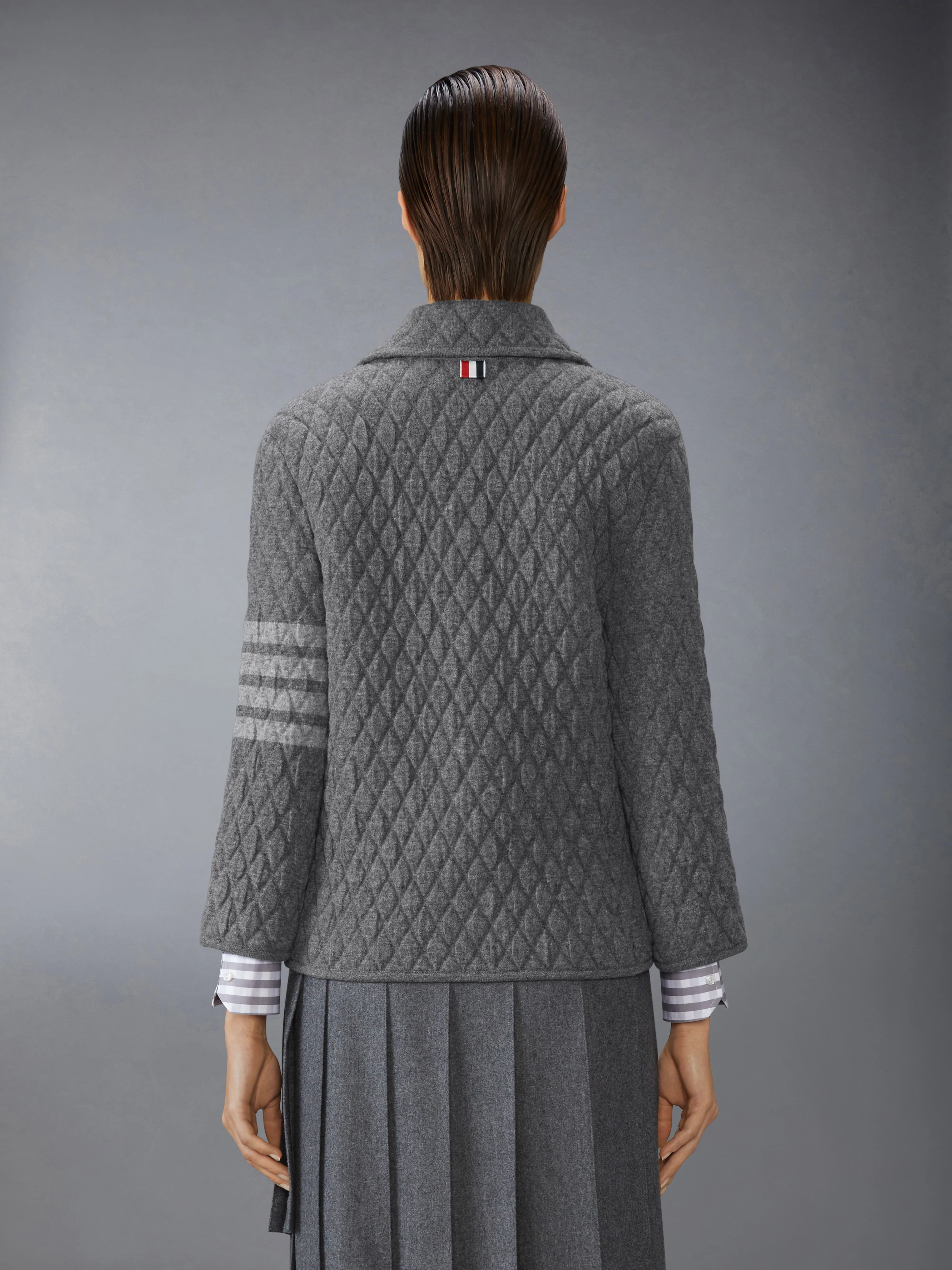 QUILTED KNIT JACQUARD MERINO WOOL 4-BAR WORK JACKET