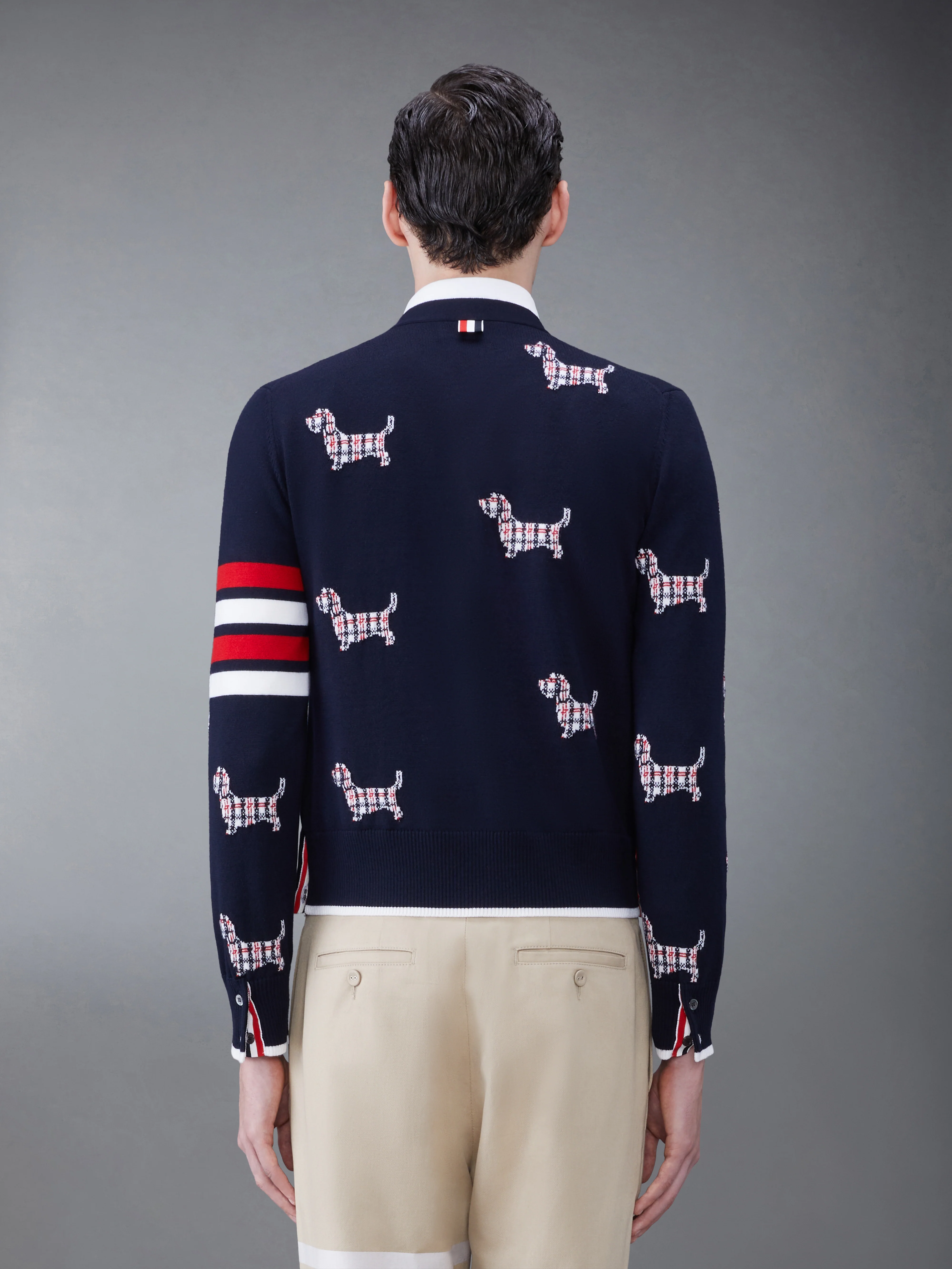 WOOL 4-BAR V-NECK HECTOR CARDIGAN