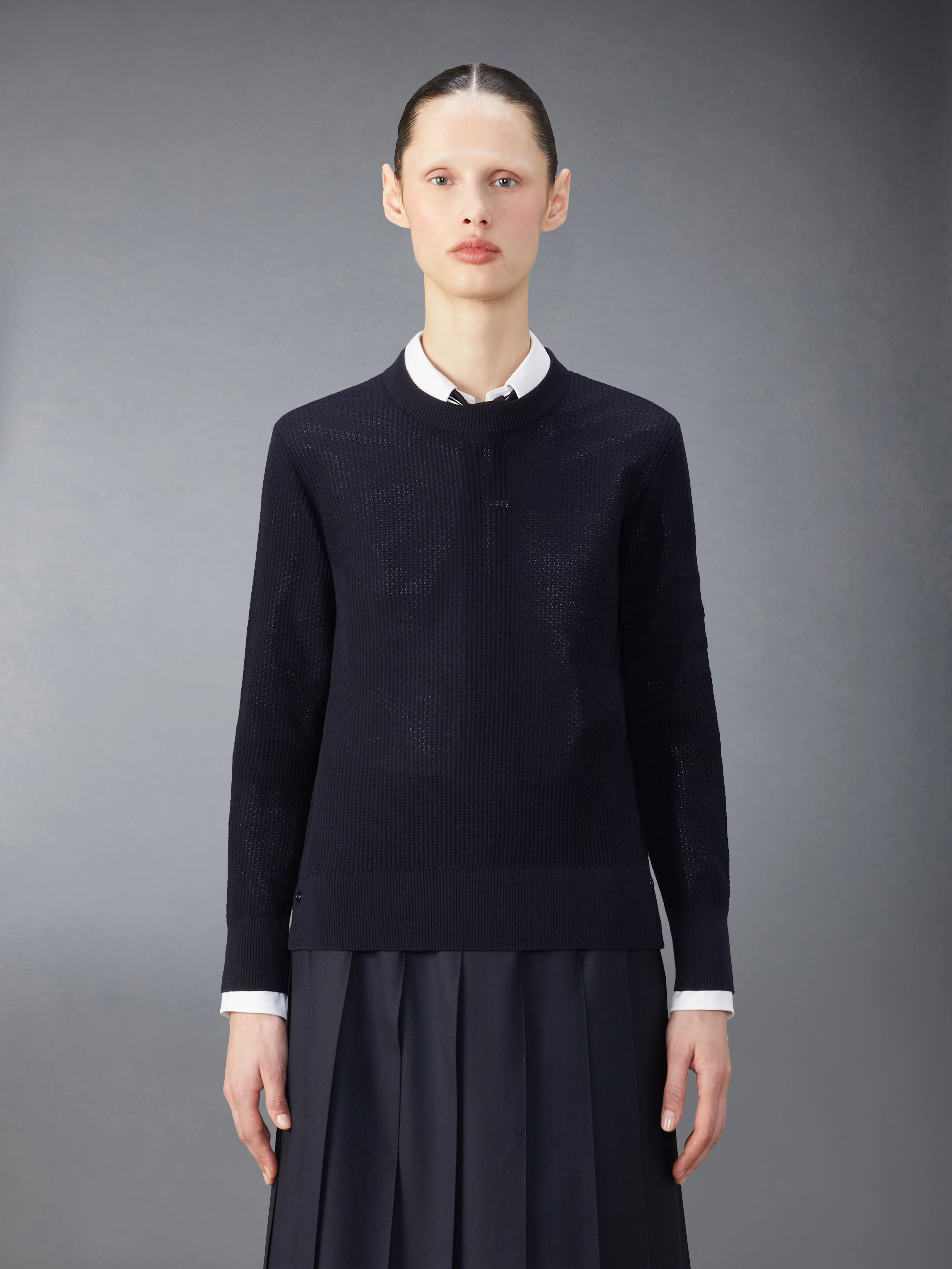 WOOL CREPE 4-BAR RELAXED FIT PULLOVER