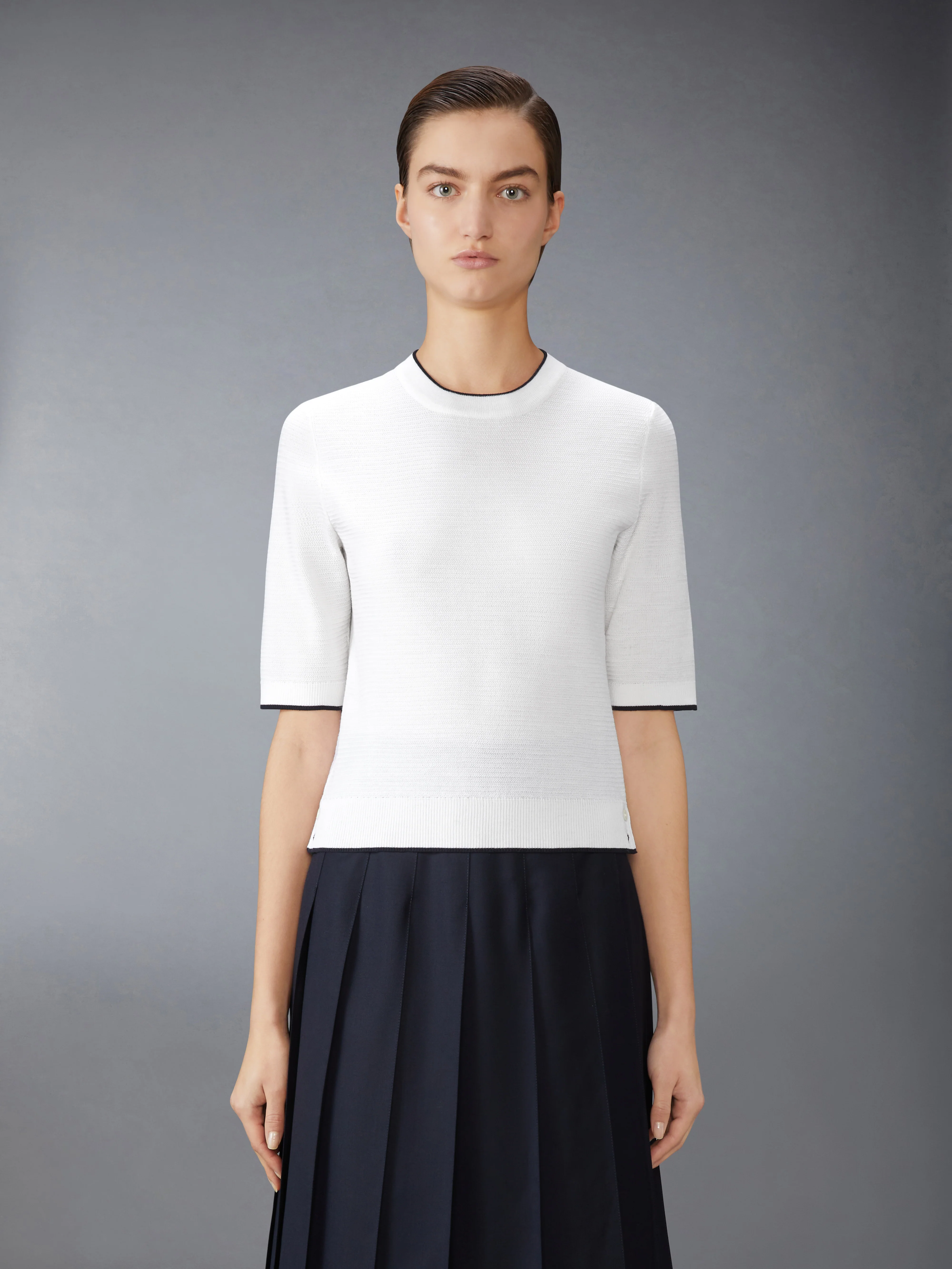 WOOL CREPE 4-BAR TEE