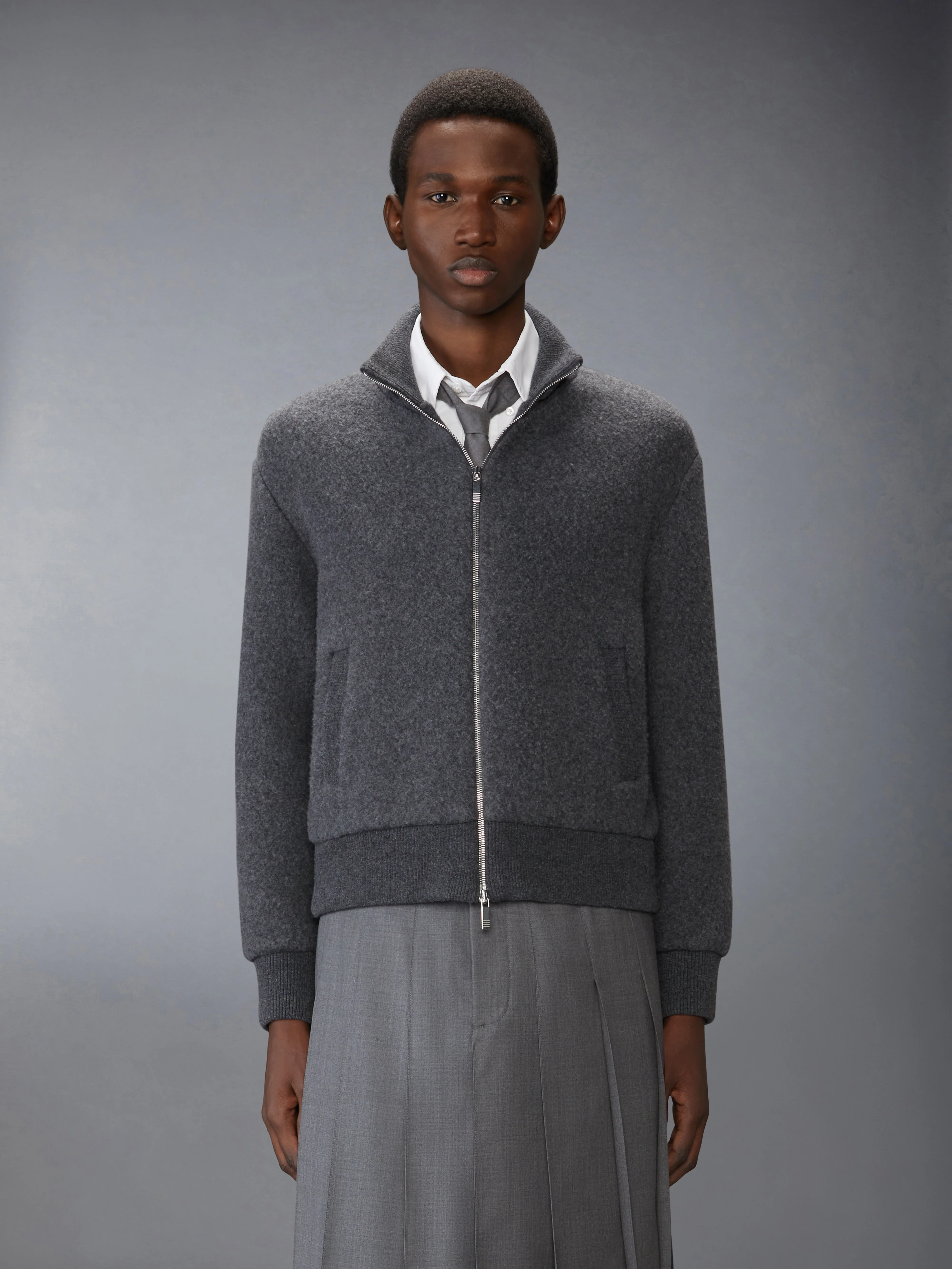 WOOL FLEECE FUNNEL NECK ZIP UP JACKET