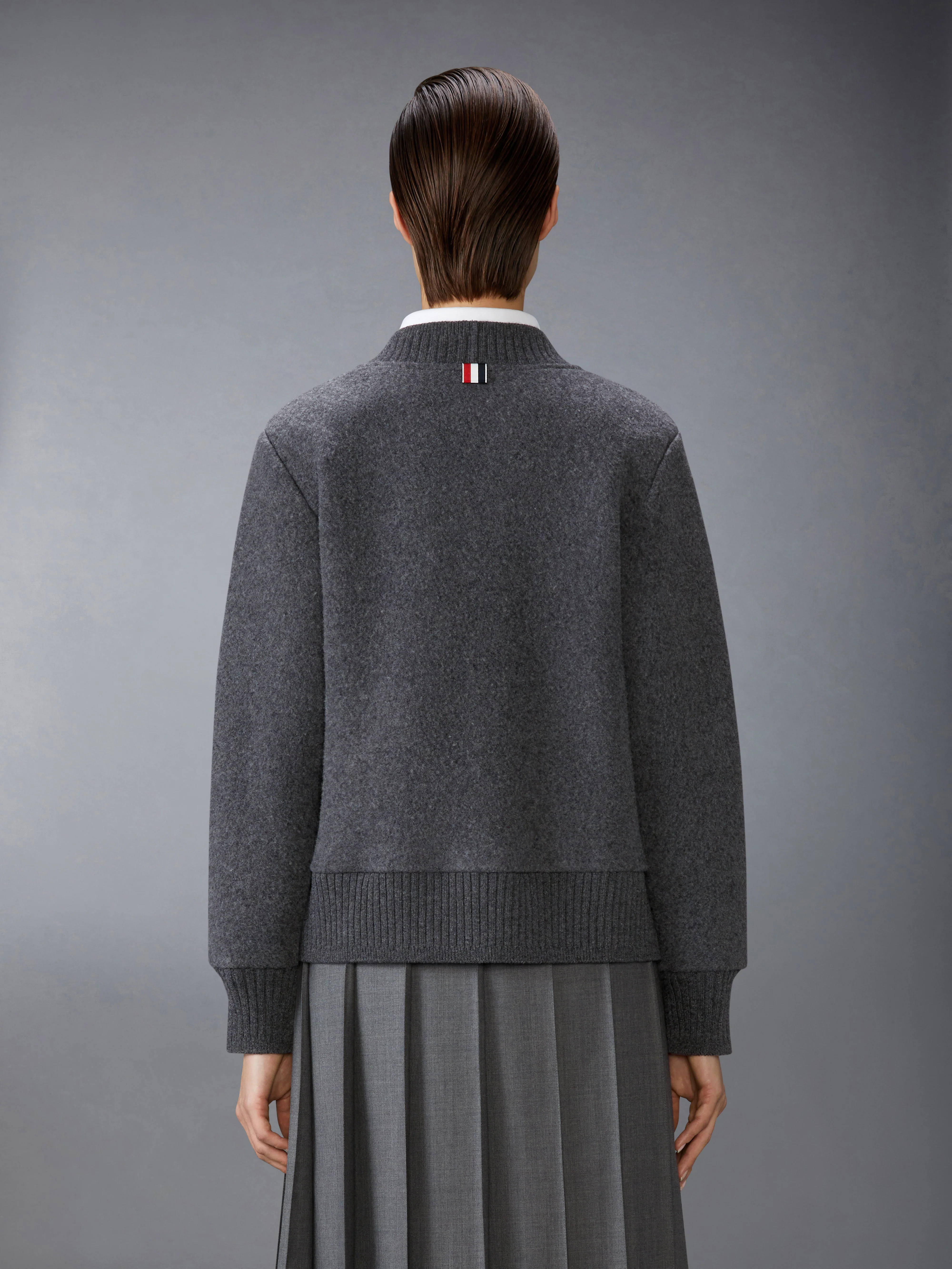 WOOL FLEECE OVERSIZED V NECK CARDIGAN