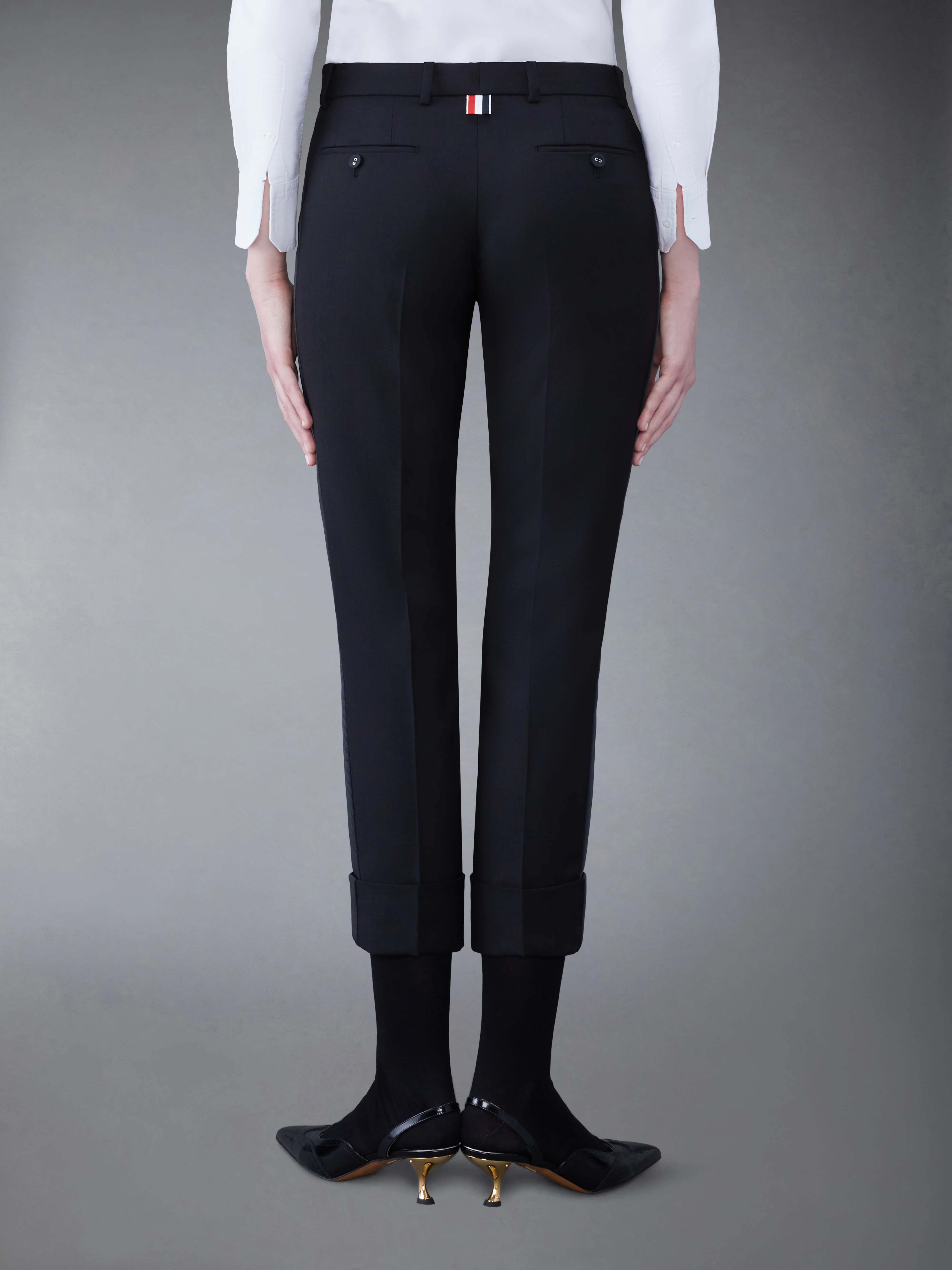 WOOL LOW RISE CIGARETTE TROUSERS