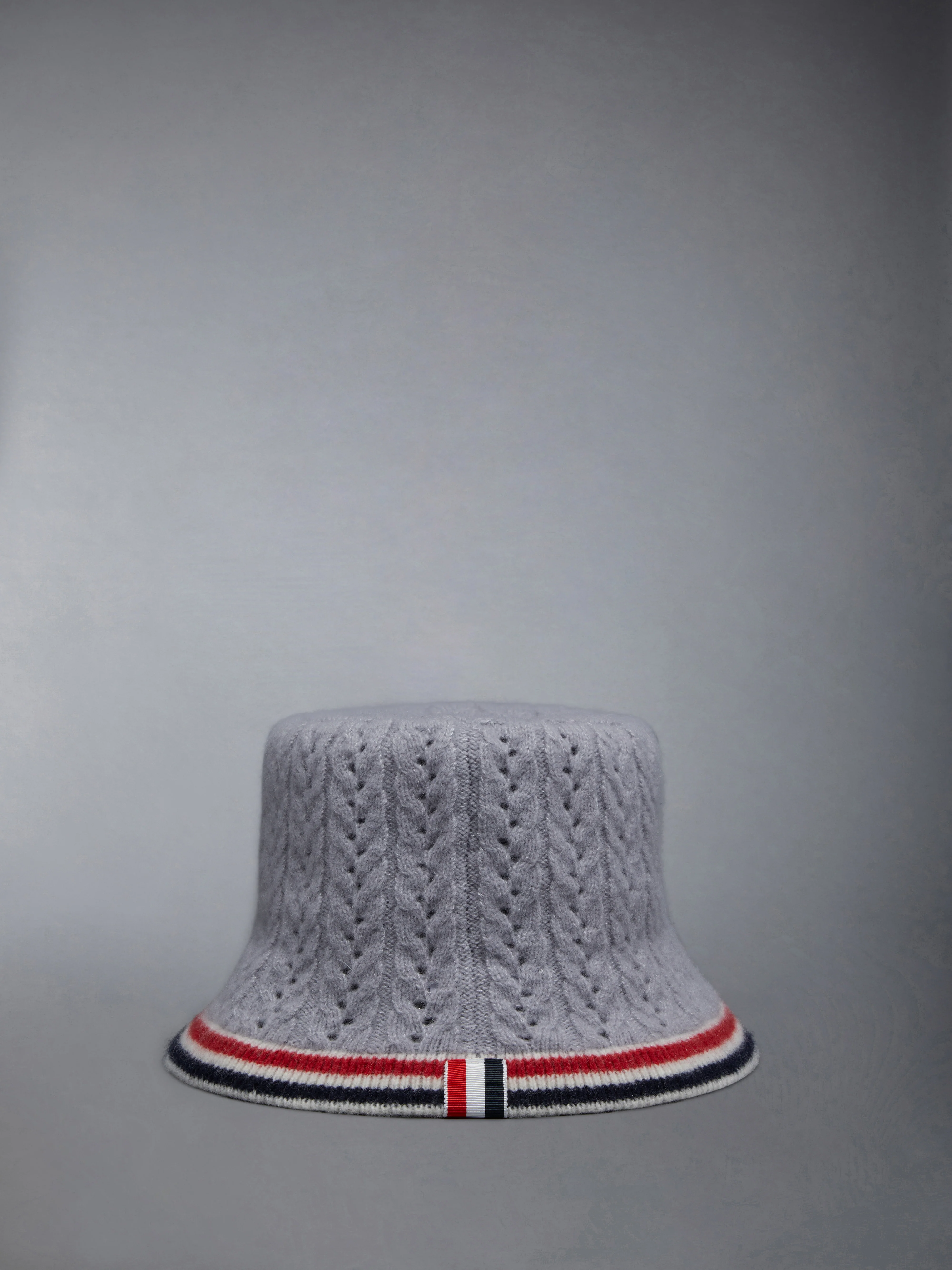 Wool Silk Cashmere Pointelle Stripe Bucket Hat