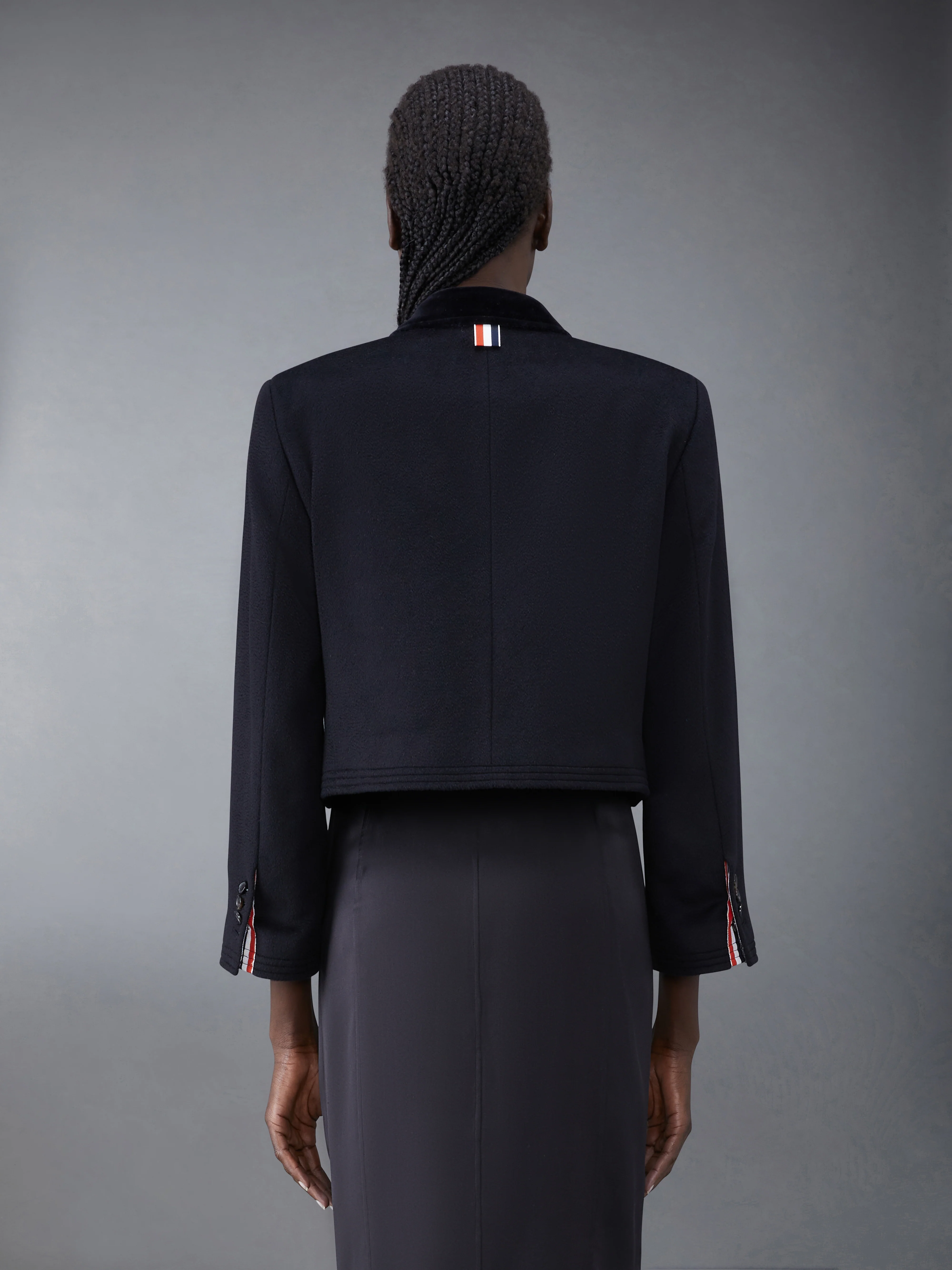 ZIBELINE COAT WEIGHT CASHMERE VELVET COLLAR CROPPED CHESTERFIELD COAT