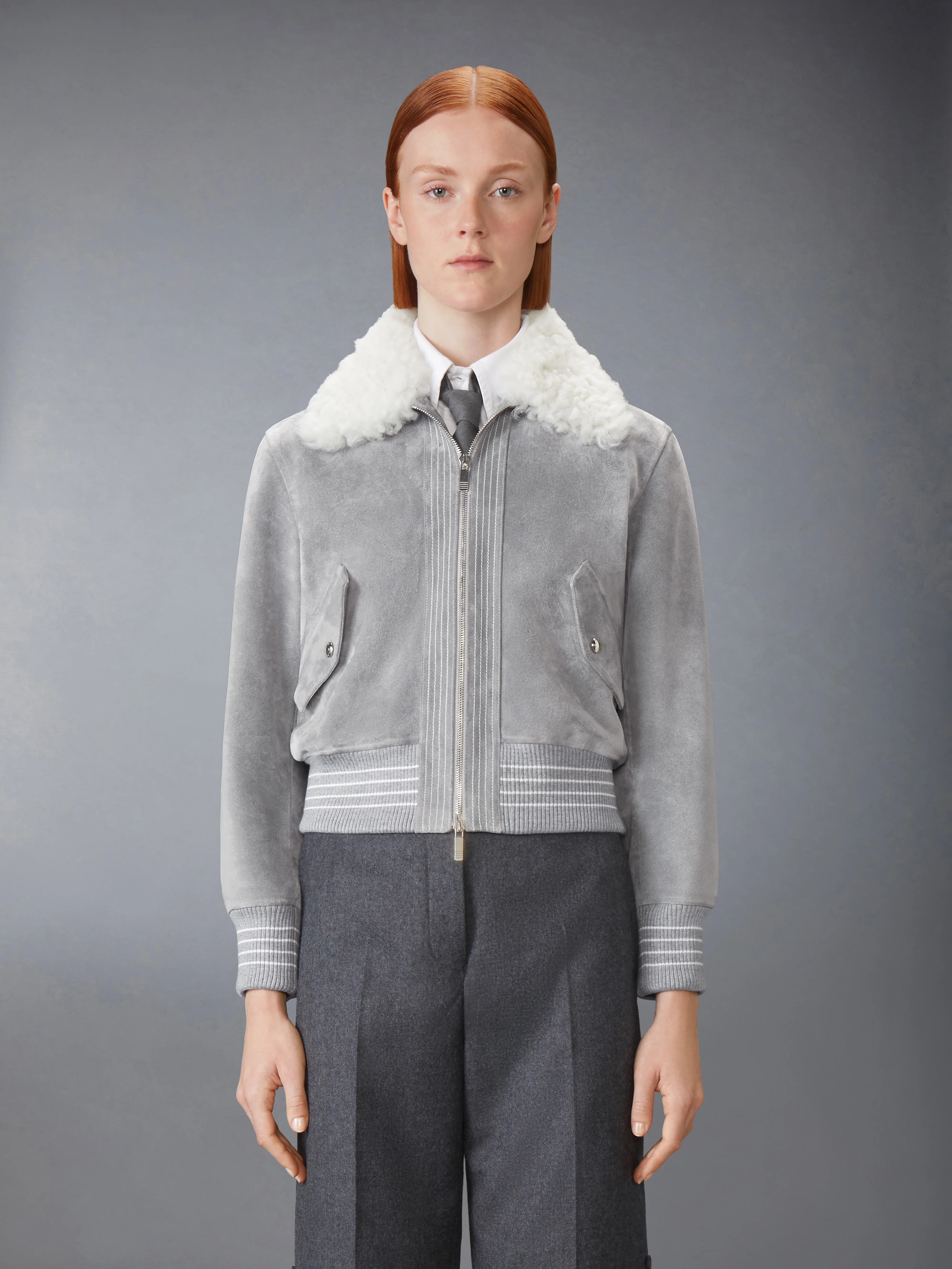 SHEARLING & SUEDE CROPPED FLIGHT JACKET
