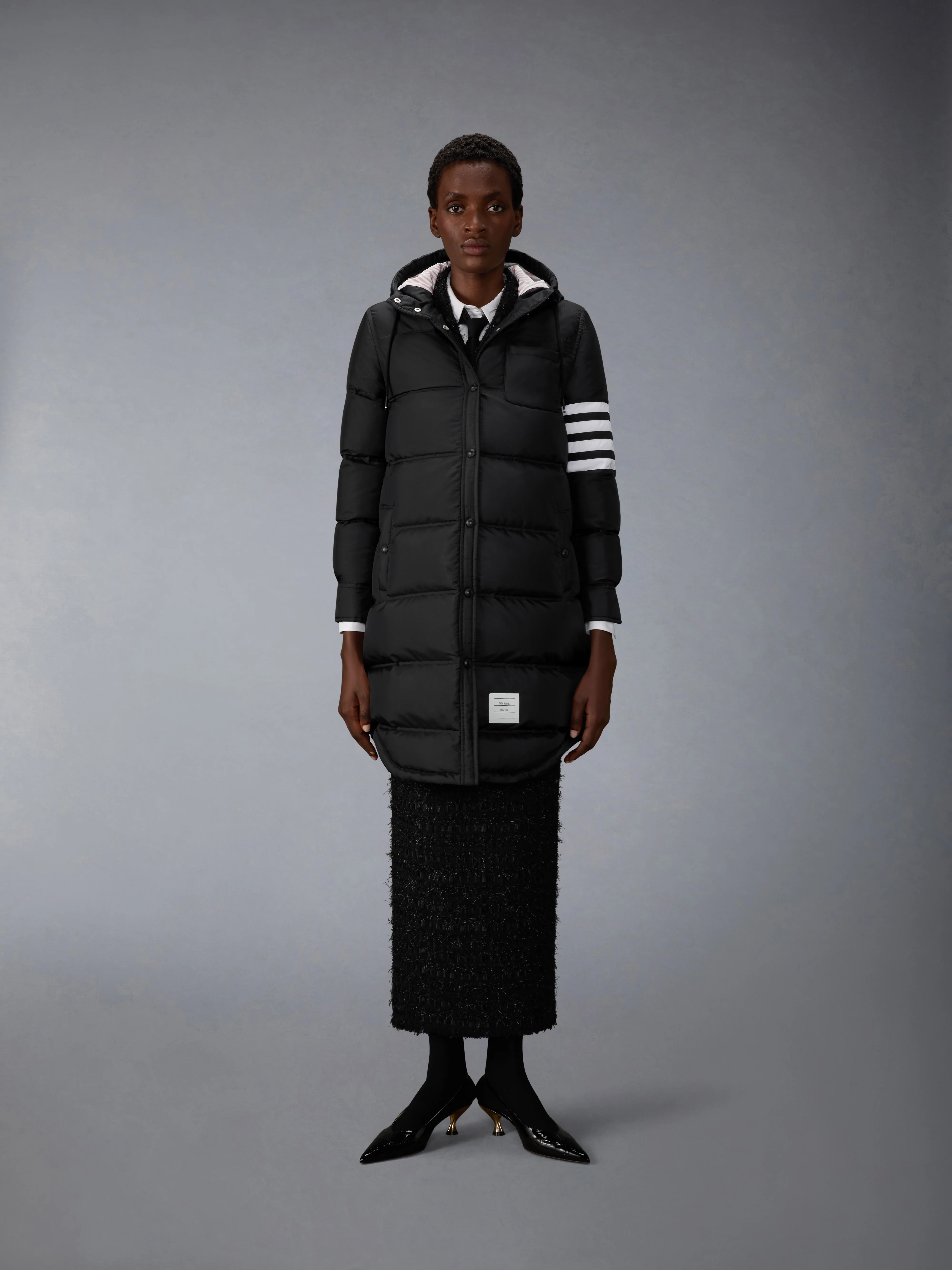 SHINY RIPSTOP LIGHTWEIGHT DOWN FILLED 4-BAR PARKA