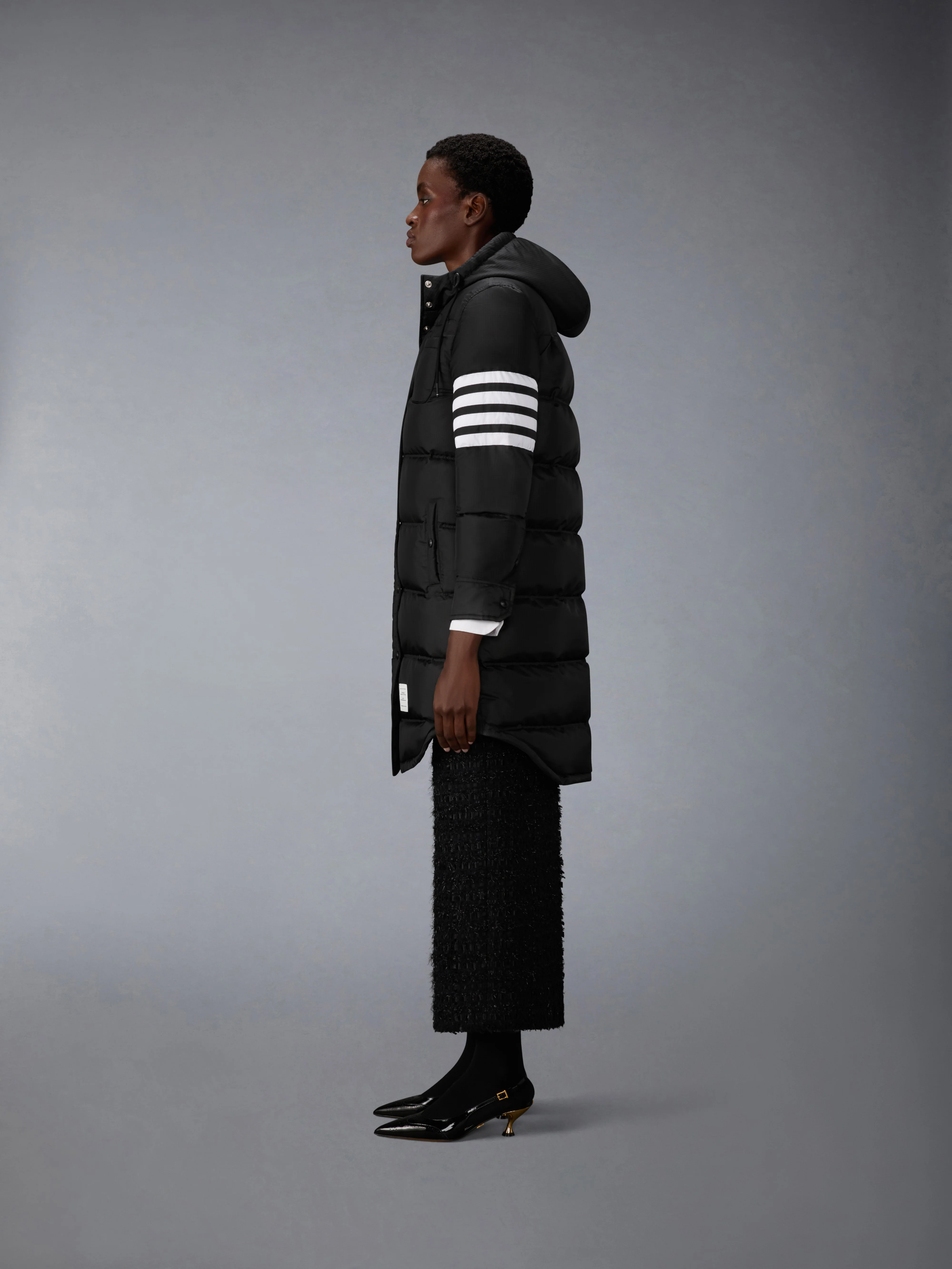 SHINY RIPSTOP LIGHTWEIGHT DOWN FILLED 4-BAR PARKA